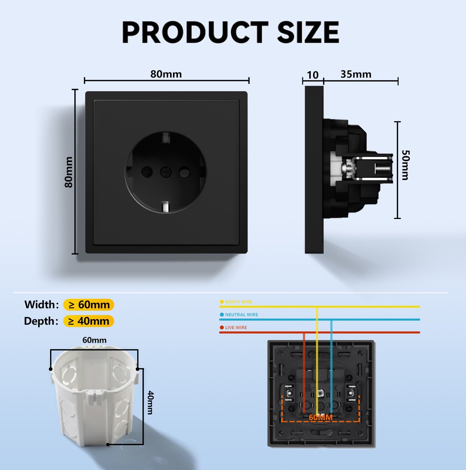 EG Easy Install EU Wall Sockets with clamping technology Power Outlets & Sockets Bseedswitch 