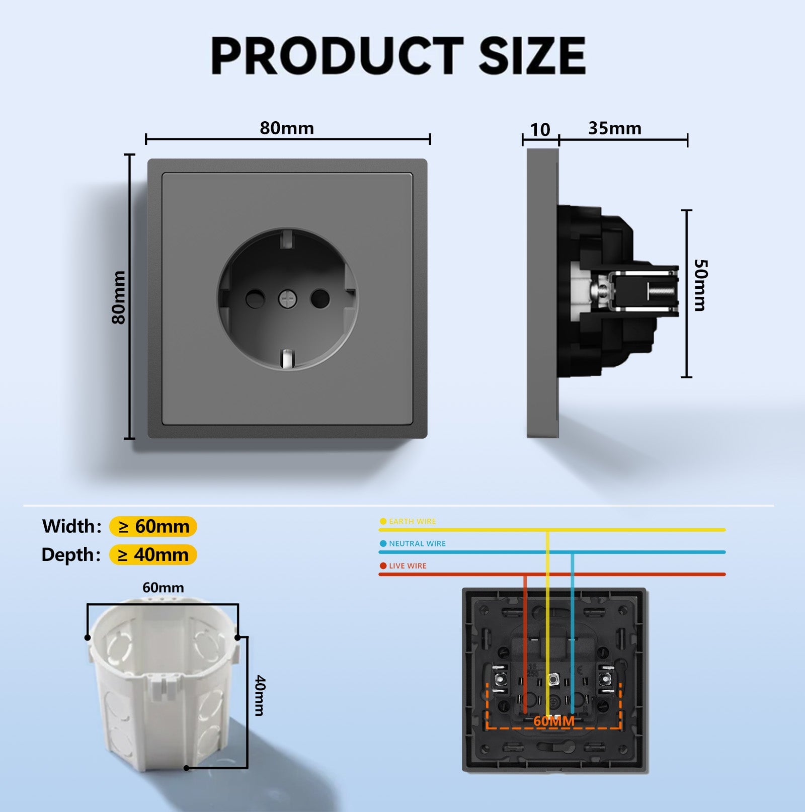 EG Easy Install EU Wall Sockets with clamping technology Power Outlets & Sockets Bseedswitch 