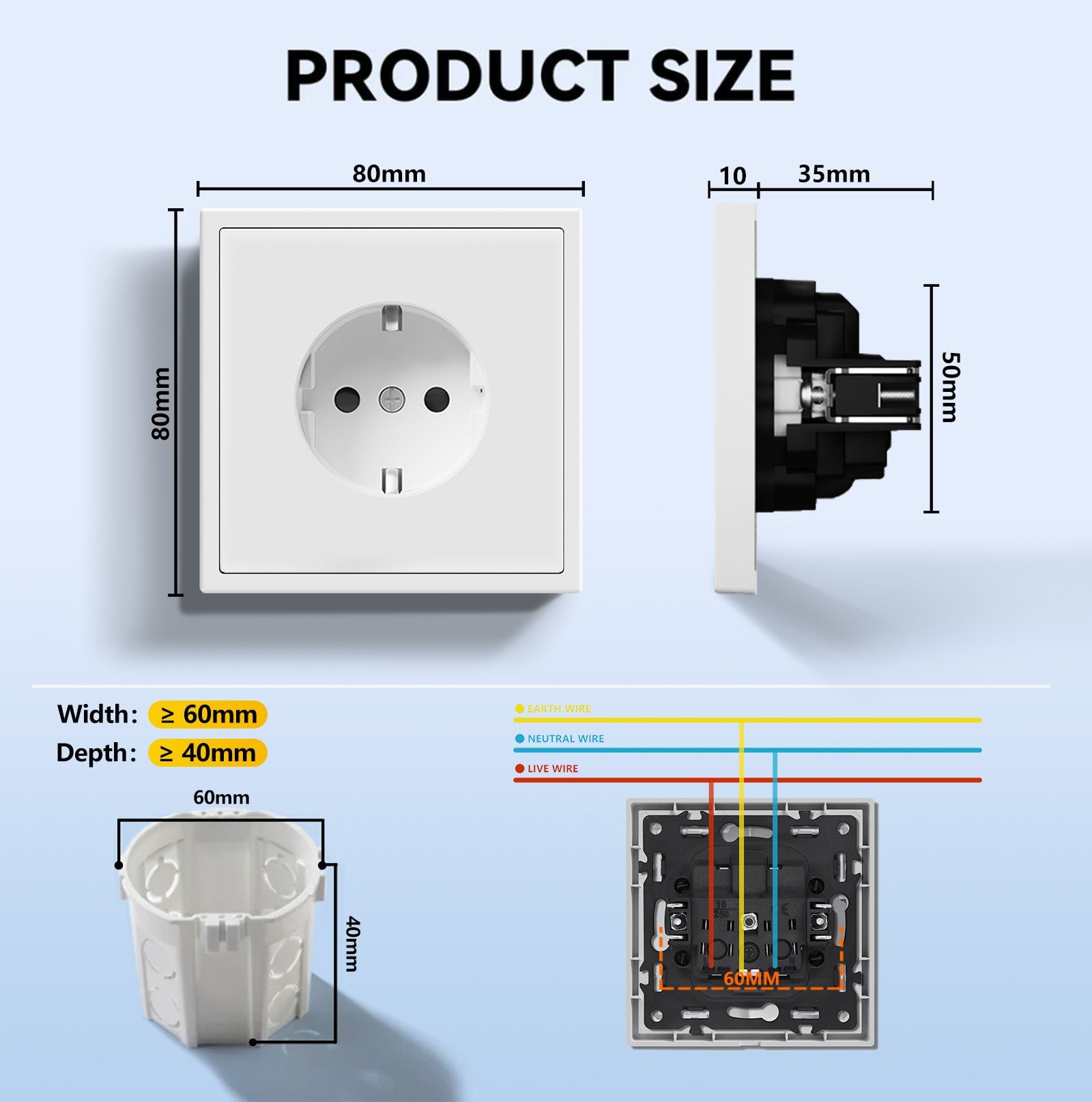 EG Easy Install EU Wall Sockets with clamping technology Power Outlets & Sockets Bseedswitch 