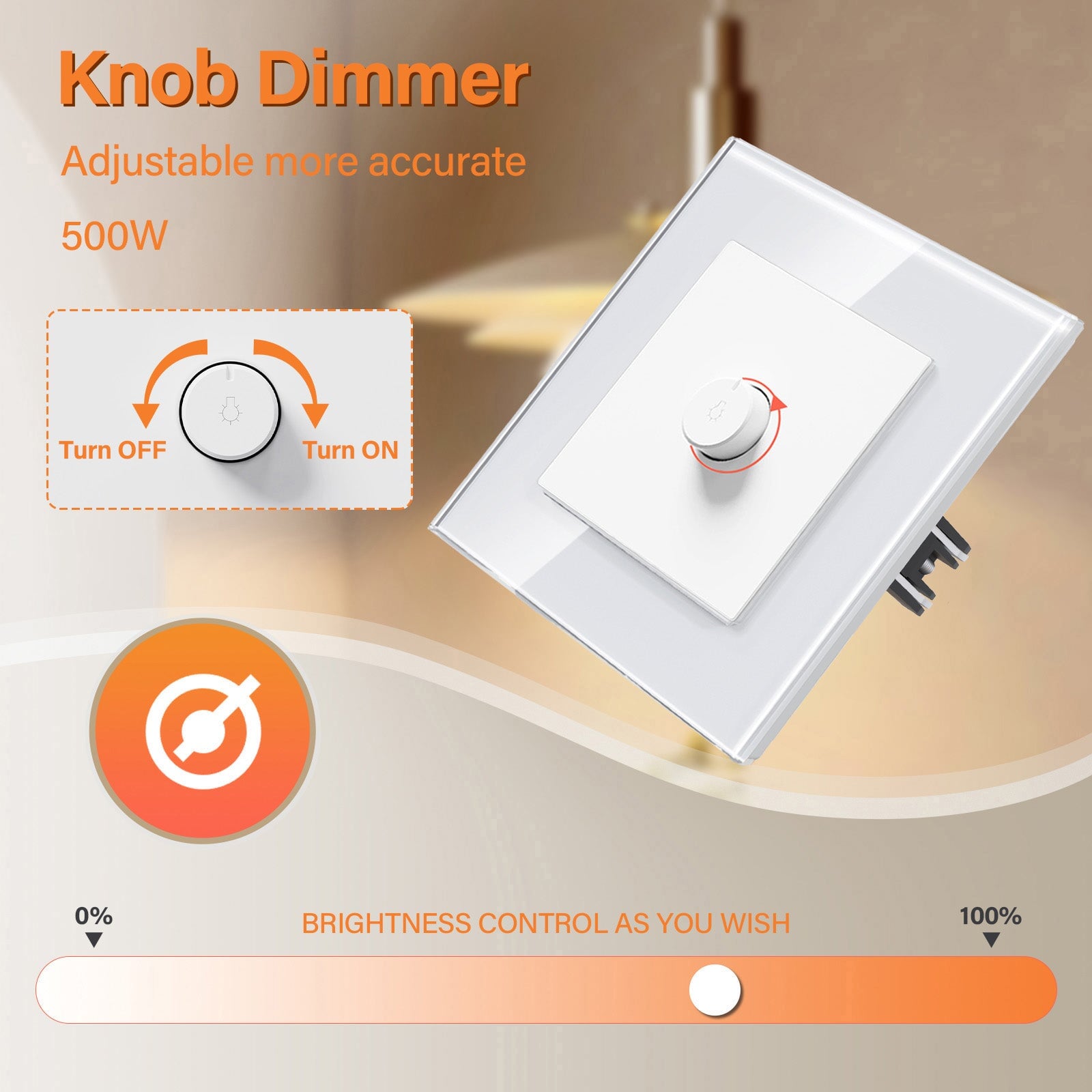 BSEED Echo Dimmer Switch Knob Dimmer Switch Work With Philips Lamp 500W light Switch Bseed official 