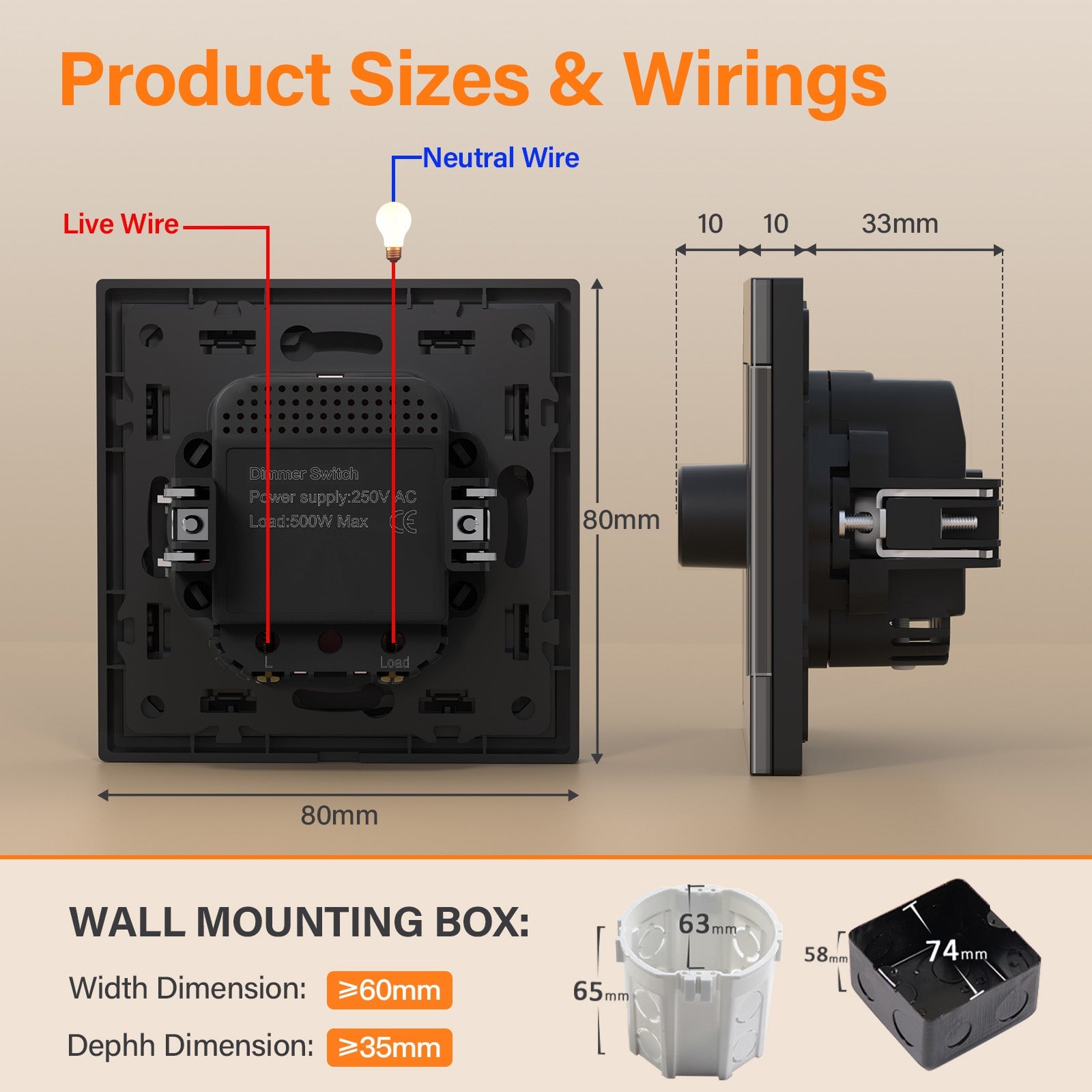 BSEED Echo Dimmer Switch Knob Dimmer Switch Work With Philips Lamp 500W light Switch Bseed official 