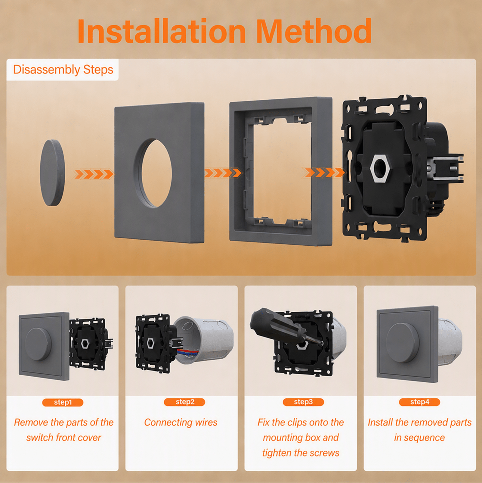 Grand Series Dimmer Switch Rotating Switch with Clamping Technology 500W Switch Bseedswitch 