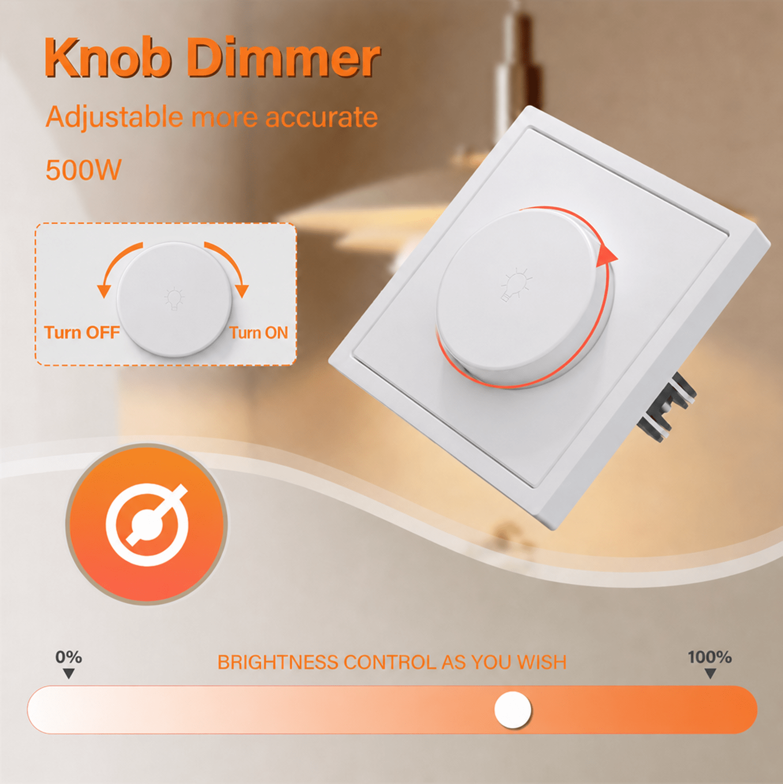 Grand Series Dimmer Switch Rotating Switch with Clamping Technology 500W Switch Bseedswitch 