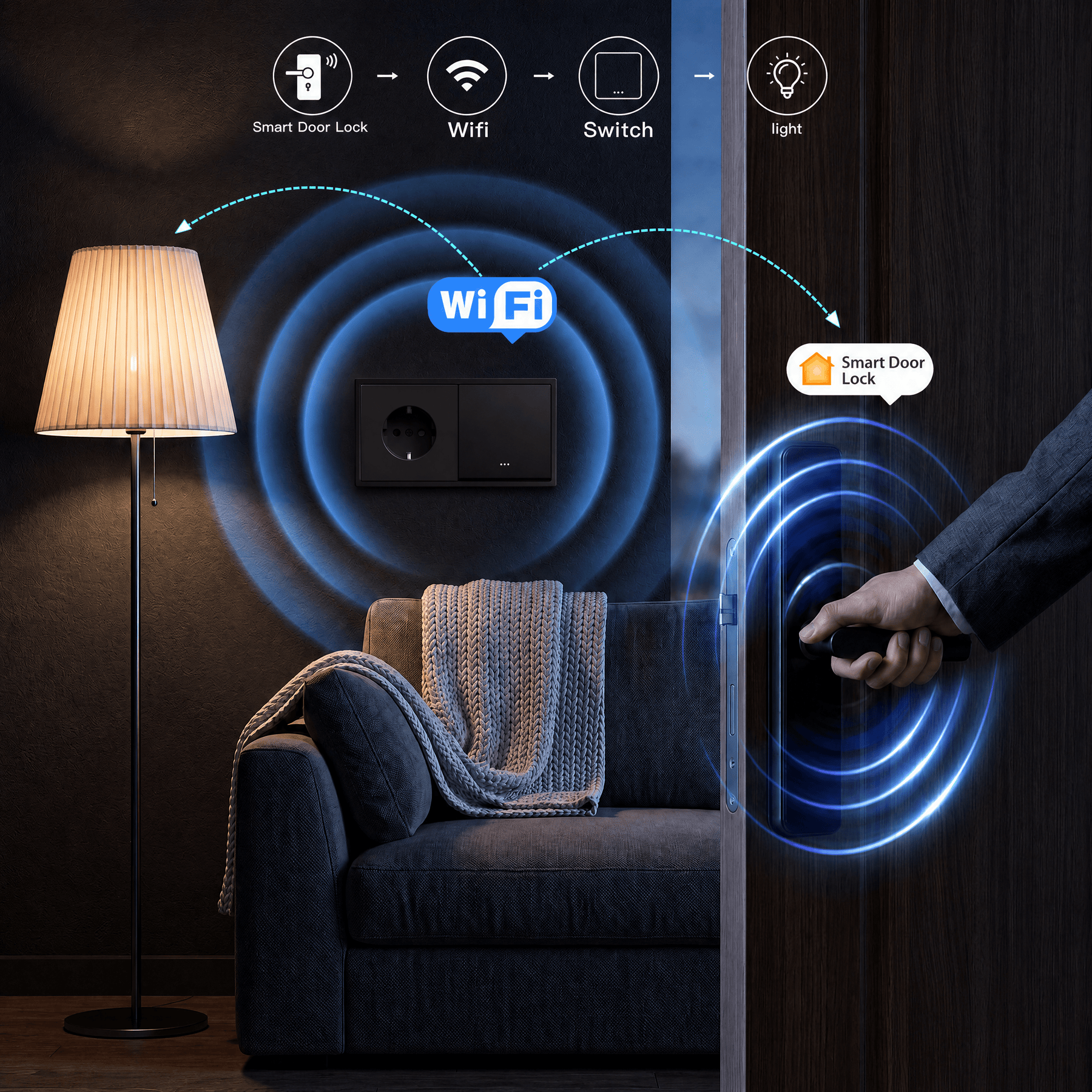 BSEED Gand Series Smart Wifi Light Switch (With Neutral) Recessed light switches with Normal Eu Socket Light Switches Bseedswitch 