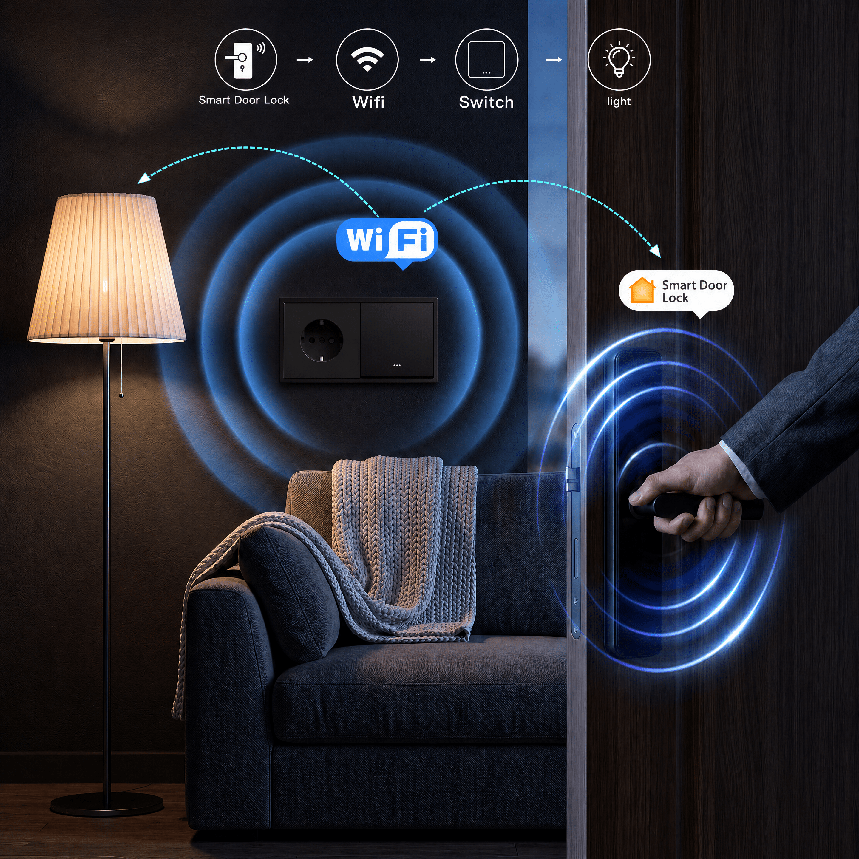 BSEED Gand Series Smart Wifi Light Switch (With Neutral) Recessed light switches with Normal Eu Socket Light Switches Bseedswitch 