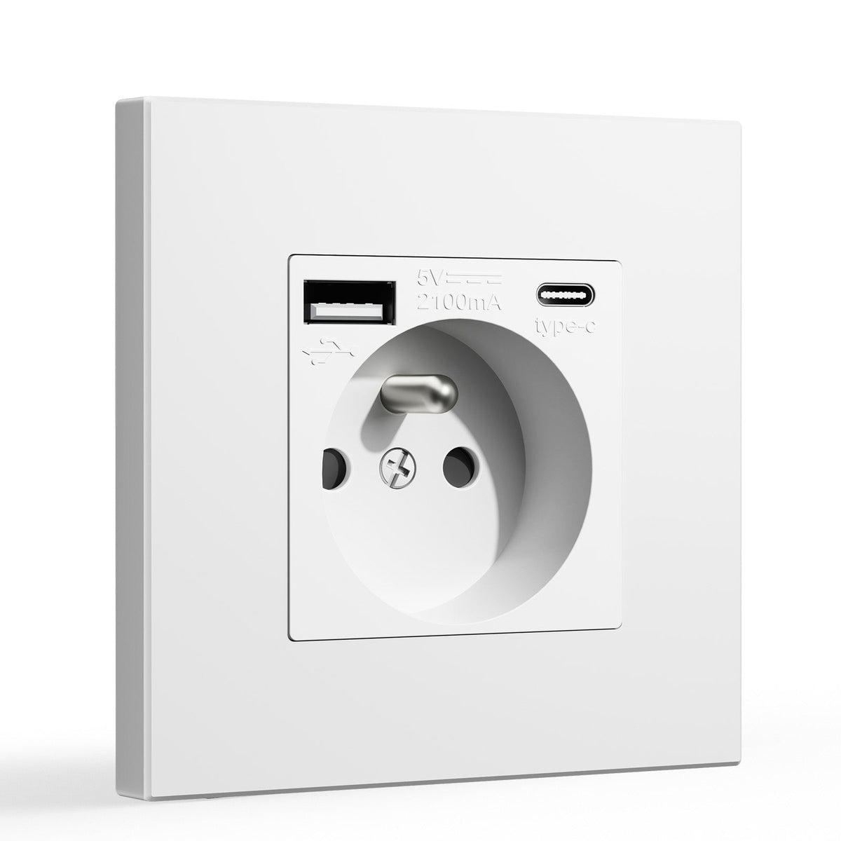 BSEED FR Wall Sockets Type-C Interface Outlet Wall Socket With Charge Port With USB Power Outlets Kids Protection 16A Wall Plates & Covers Bseedswitch white Plastic Single