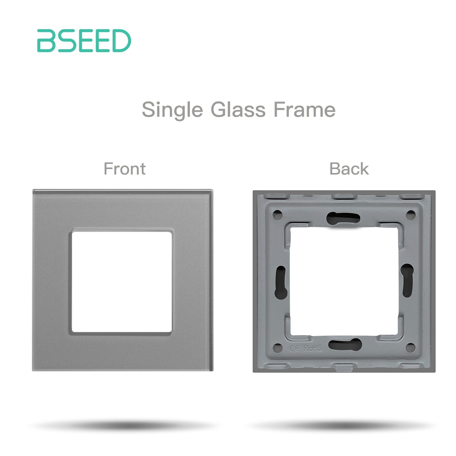 Bseed Crystal Glass Frame Smart Switch Socket Frame USB RJ45 Socket TV Satellite Wall Plug Function Parts DIY Free Combination Grey Color socket Bseedswitch 