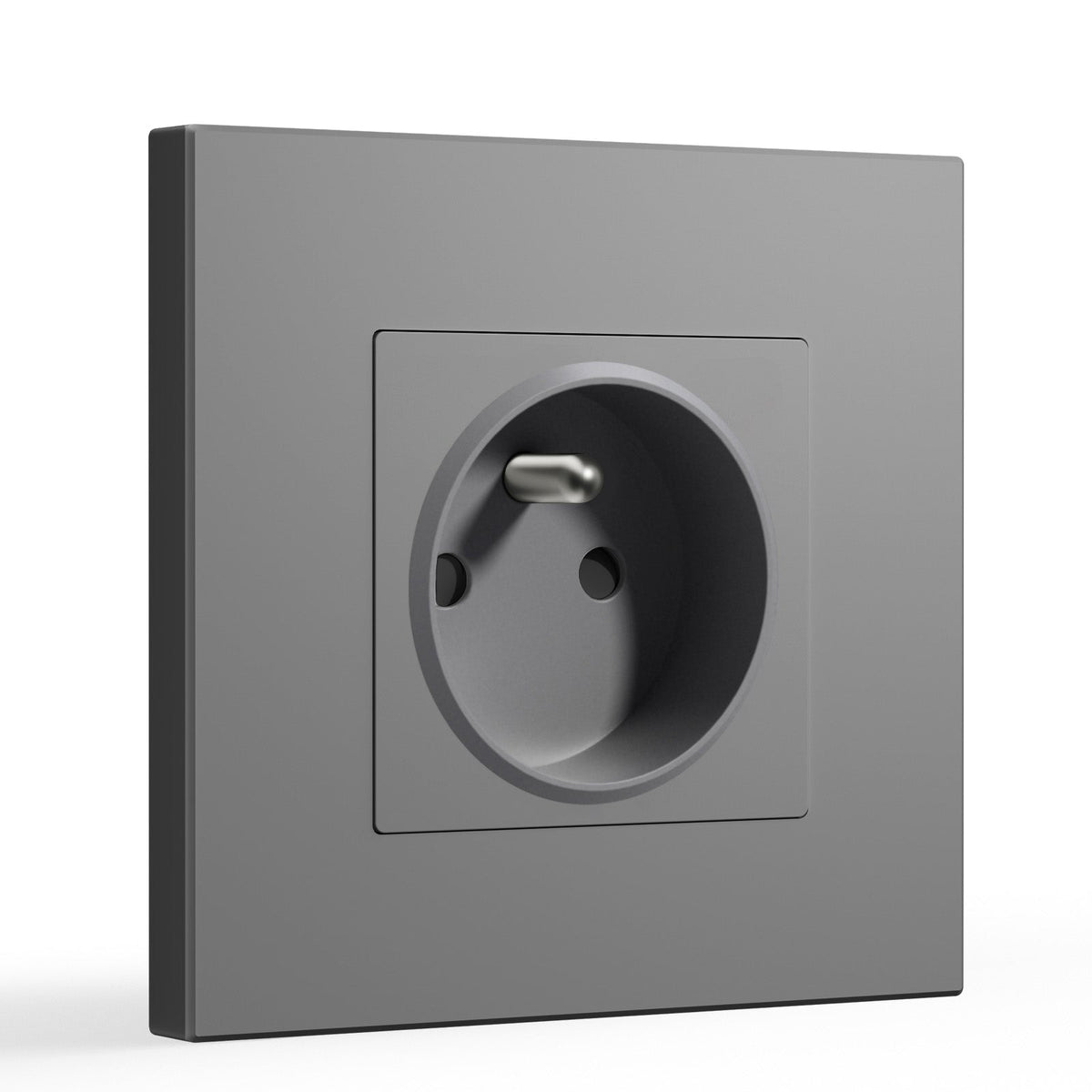 Prese elettriche da parete BSEED FR con protezione per bambini, 16A, placche e coperture, singola in plastica grigia BSEEDswitch