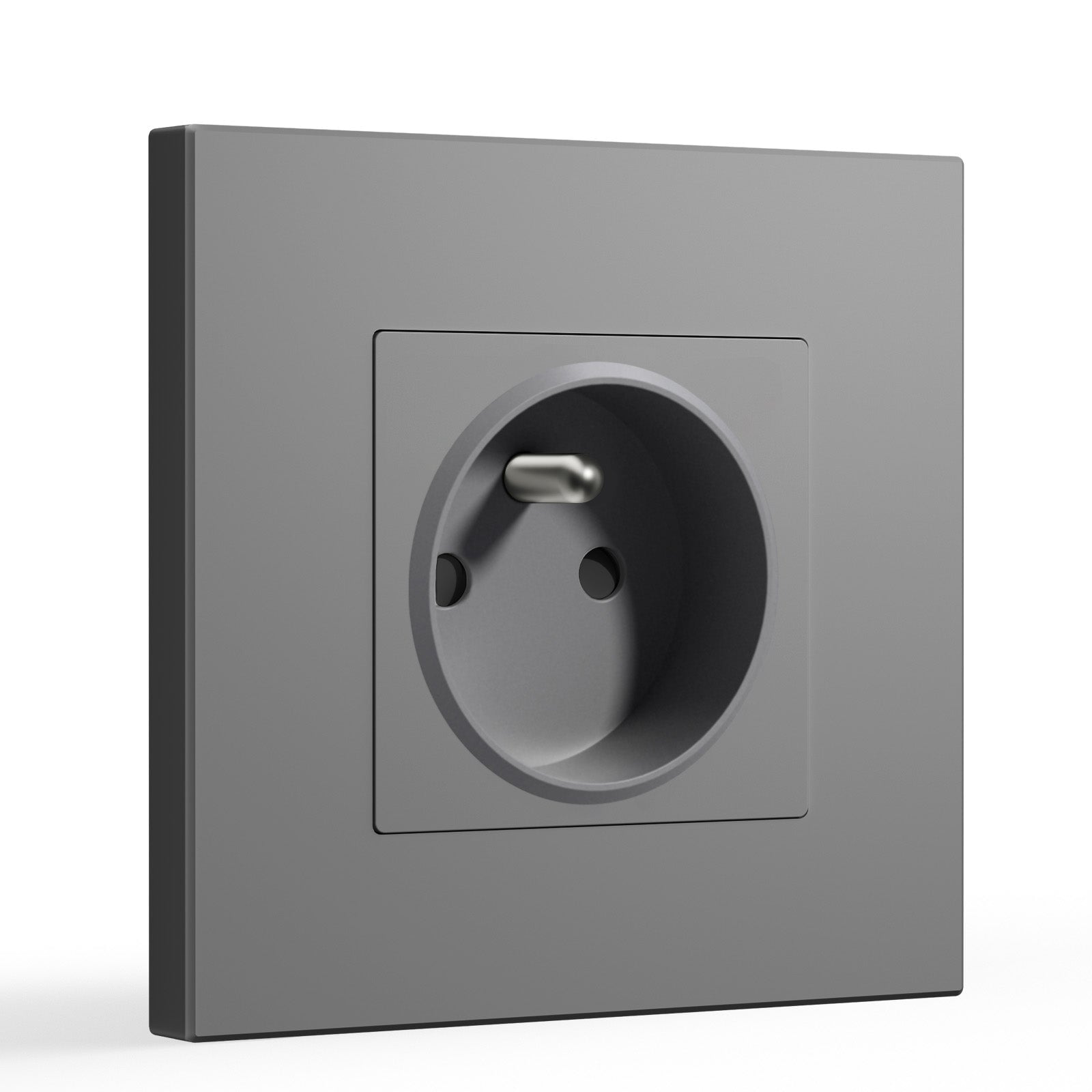 BSEED FR Wall Sockets Power Outlets Kids Protection 16A Wall Plates & Covers Bseedswitch grey Plastic Single