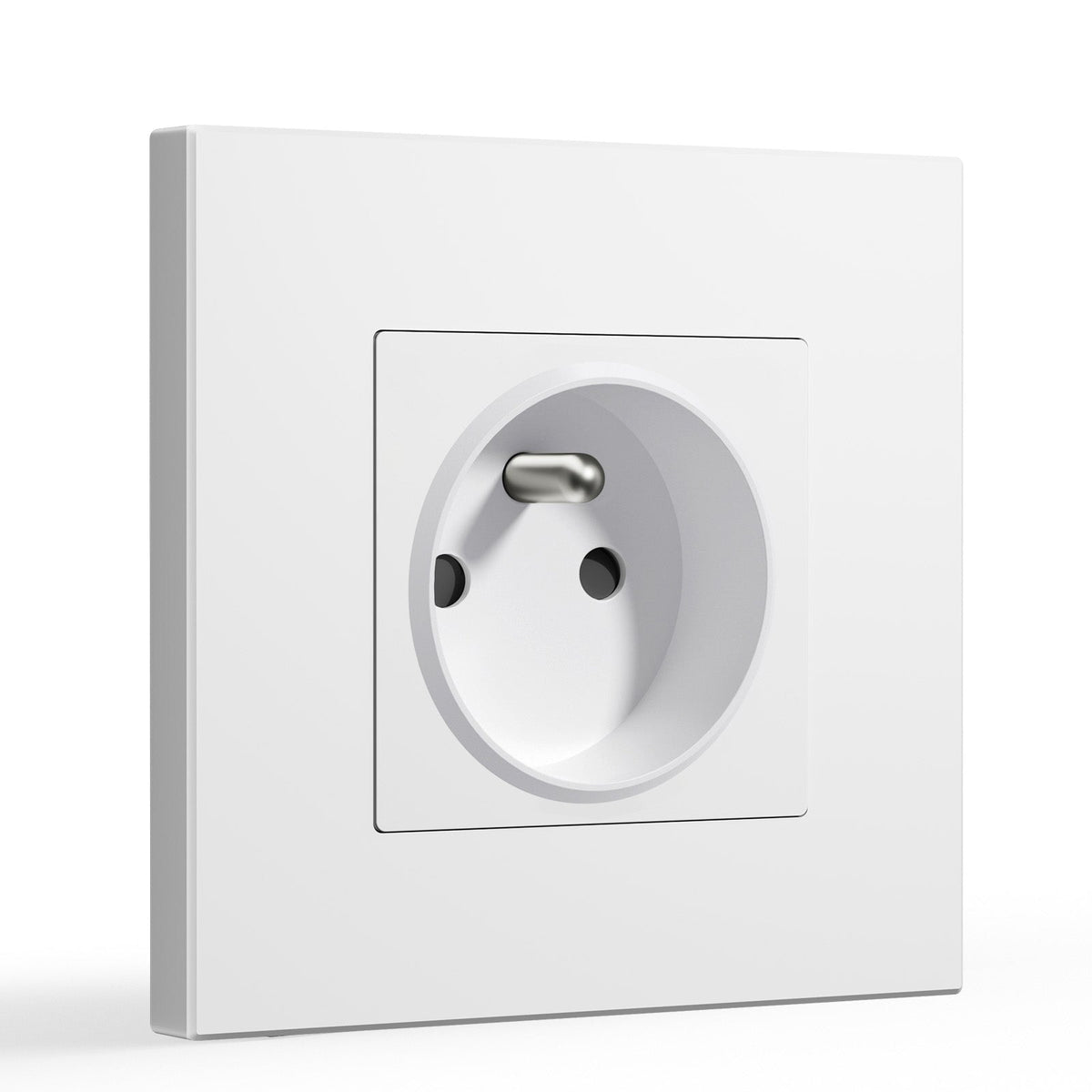Prese elettriche da parete BSEED FR con protezione per bambini, 16A, placche e coperture, singola in plastica bianca BSEEDswitch