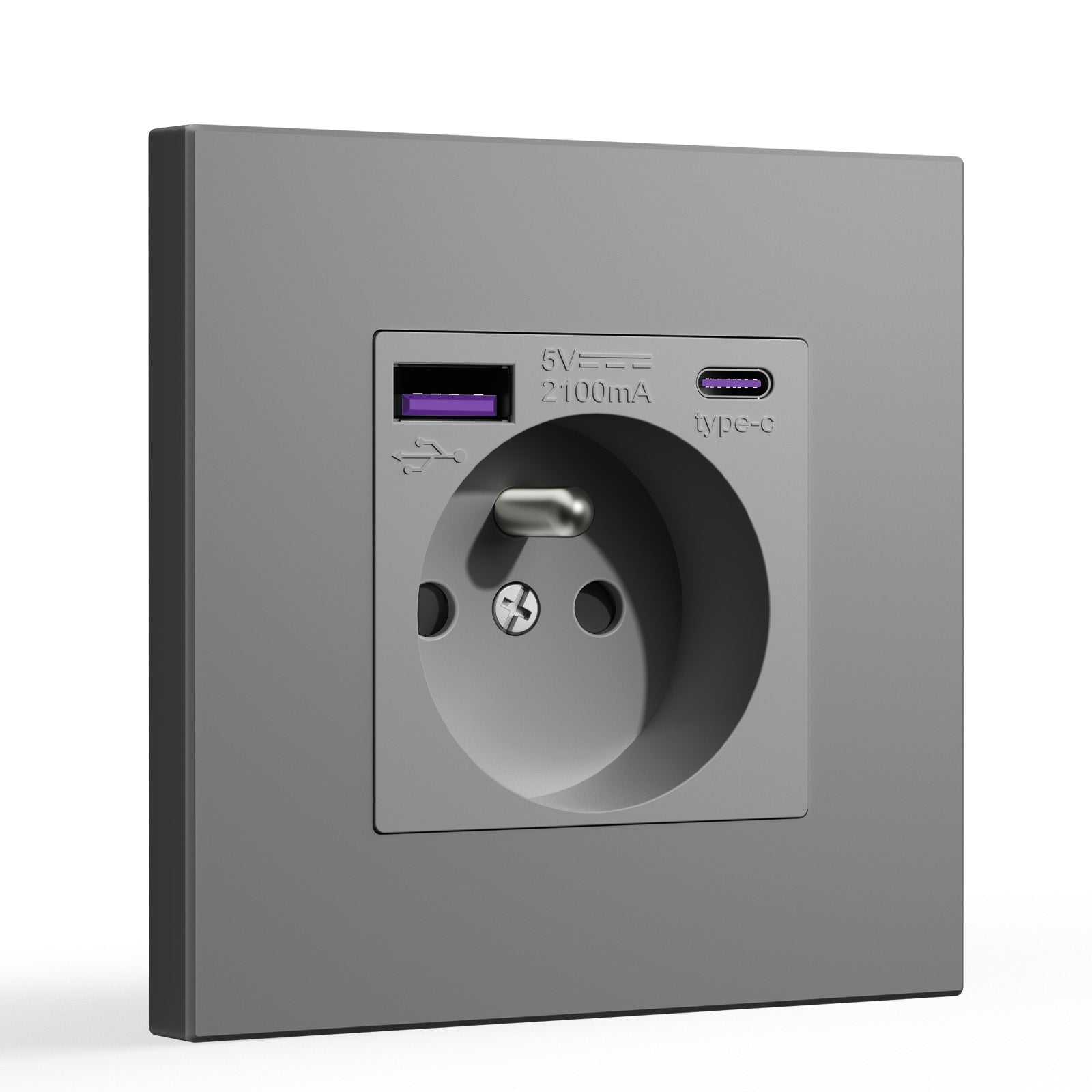 BSEED FR sockets with 20W PD Fast Charge Type-C Interface Outlet Wall Socket Power Outlets & Sockets Bseedswitch Grey Plastic Single