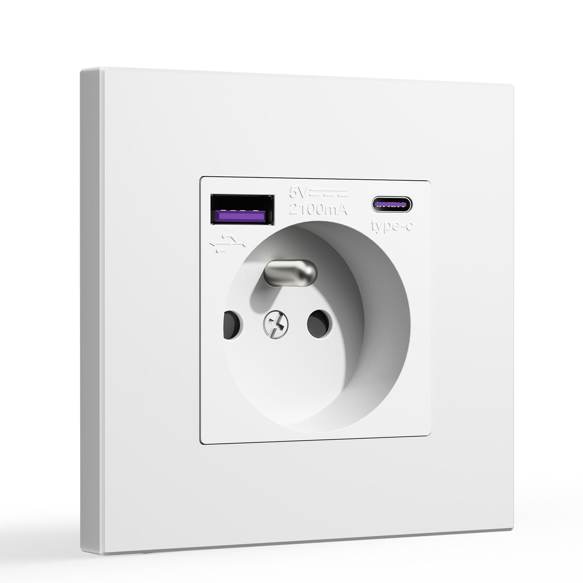 BSEED FR sockets with 20W PD Fast Charge Type-C Interface Outlet Wall Socket Power Outlets & Sockets Bseedswitch White Plastic Single