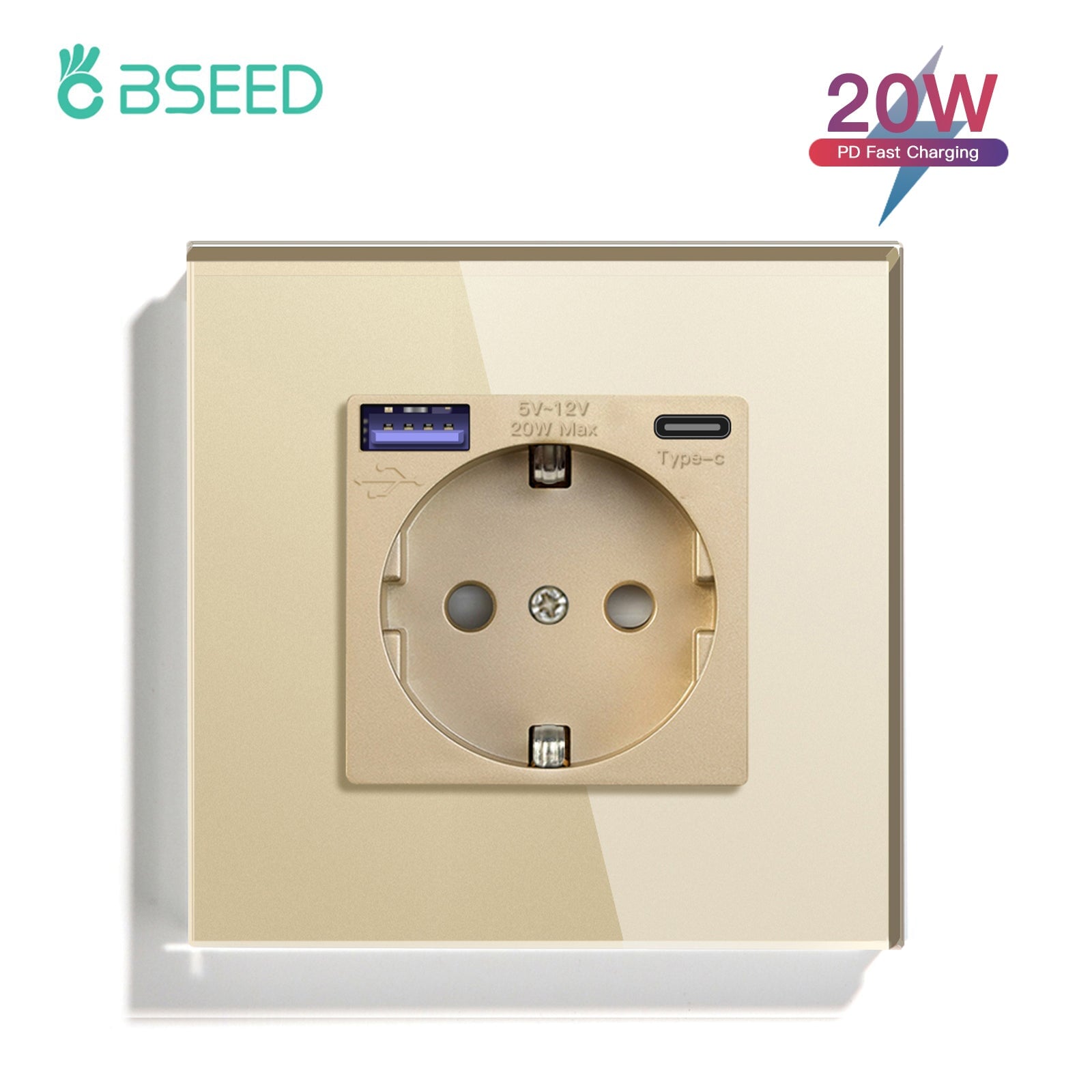 BSEED EU sockets with 20W PD Fast Charge Type-C Interface Outlet Wall ...