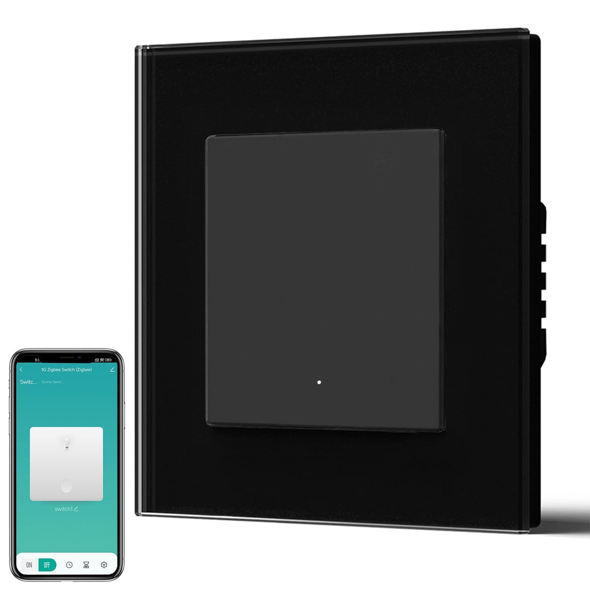 BSEED Smart Zigbee Light Switch (With Neutral) Hub required Switch work with tuya Alexa Light Switches Bseedswitch Black Glass 1 Gang