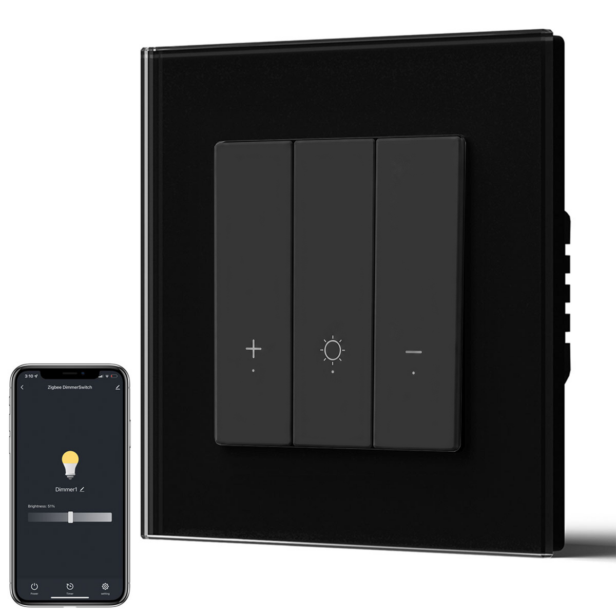 Bseed Echo Series Smart WiFi lichtdimmer 1 Gang, draadloos, werkt met Alexa en Google Assistent