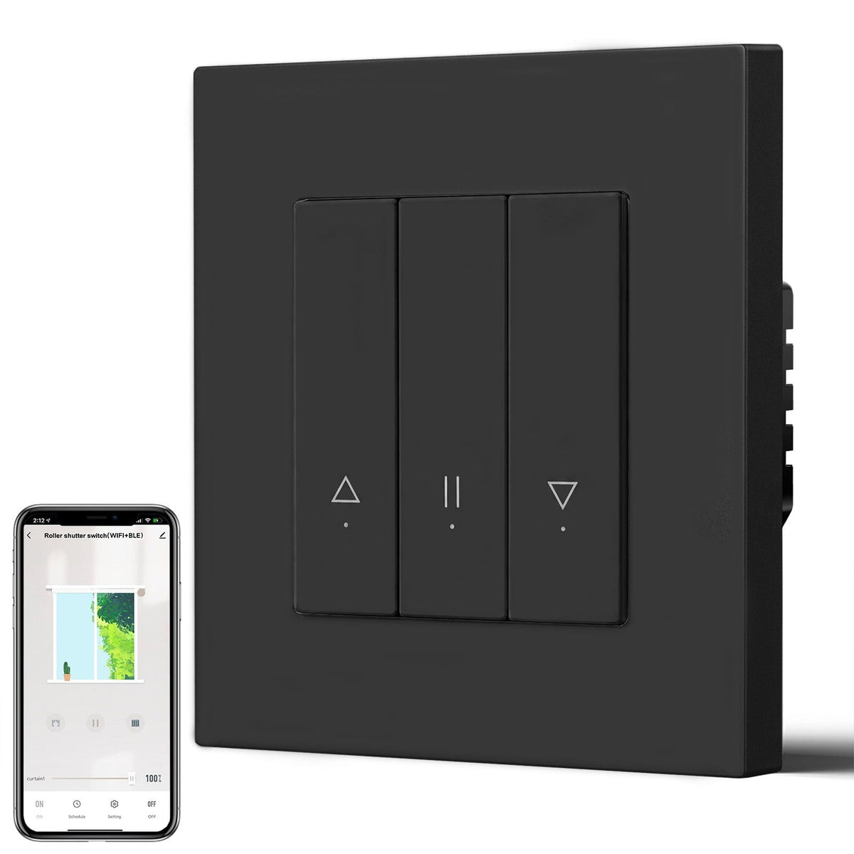 Bseed Echo Smart Wifi Roller Shutter Switch Work with Tuya Alex Google Assistant Blind Switch Home Automation Kits Bseedswitch Black Plastic 