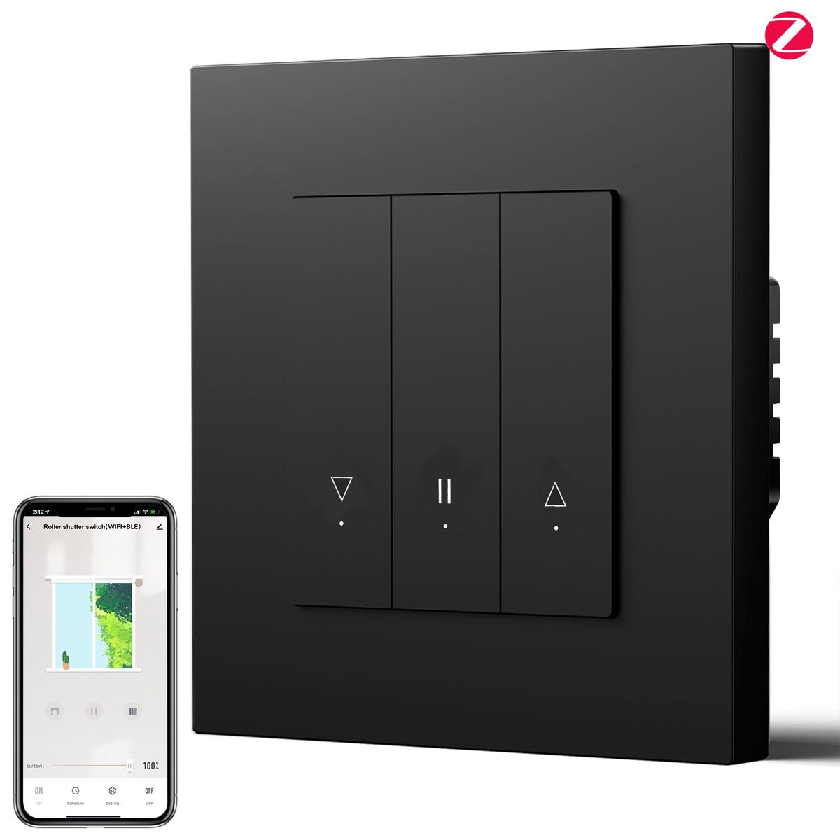 Bseed Echo Smart Zigbee Blind Switch Roller Shutter Switch Work with Tuya Alex Google Assistant Shutters Bseedswitch Black Plastic 