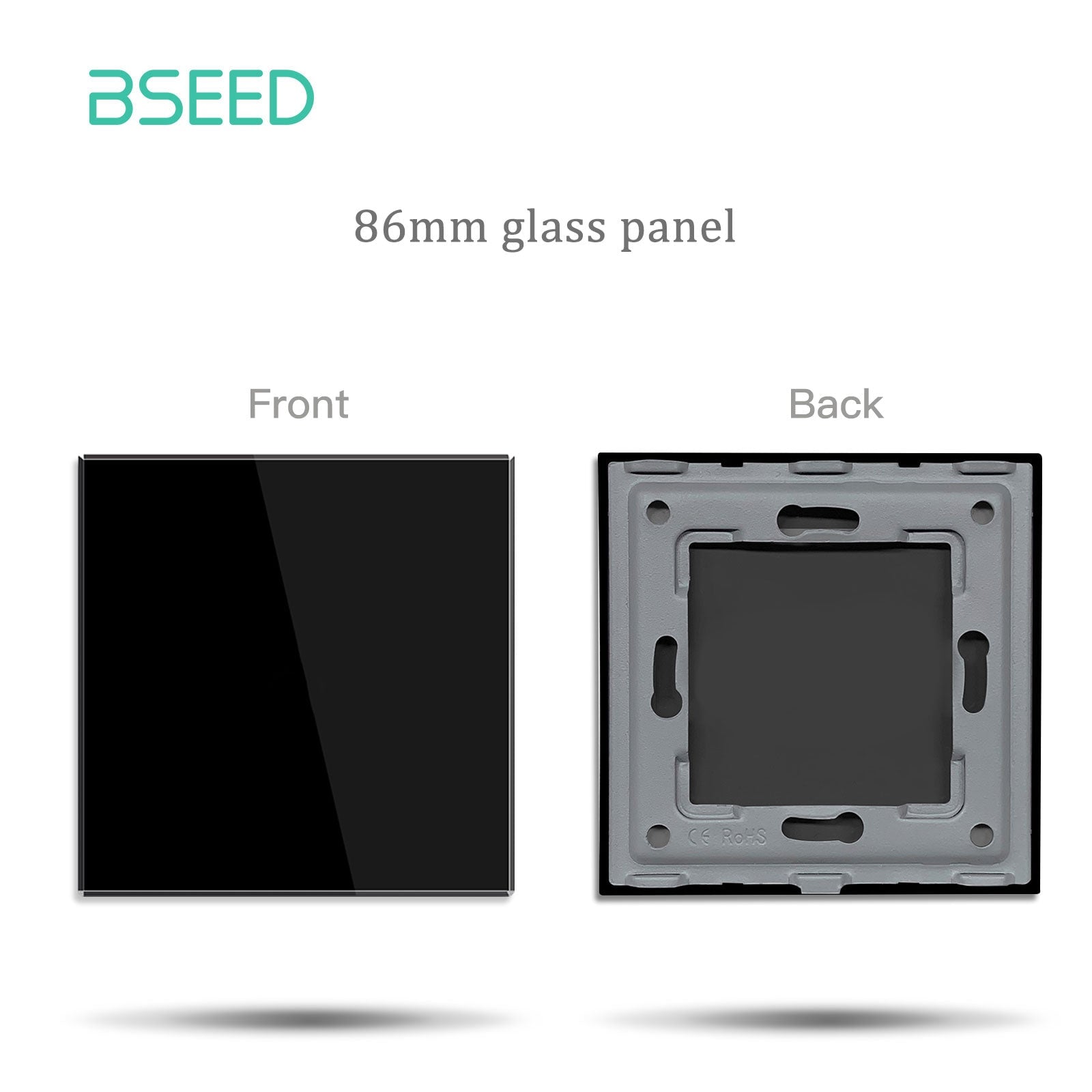 BSEED Crystal Glass Switch Panel Customizable Wall Switch Cover with Personalized Icon Options Bseedswitch Black 86mm 