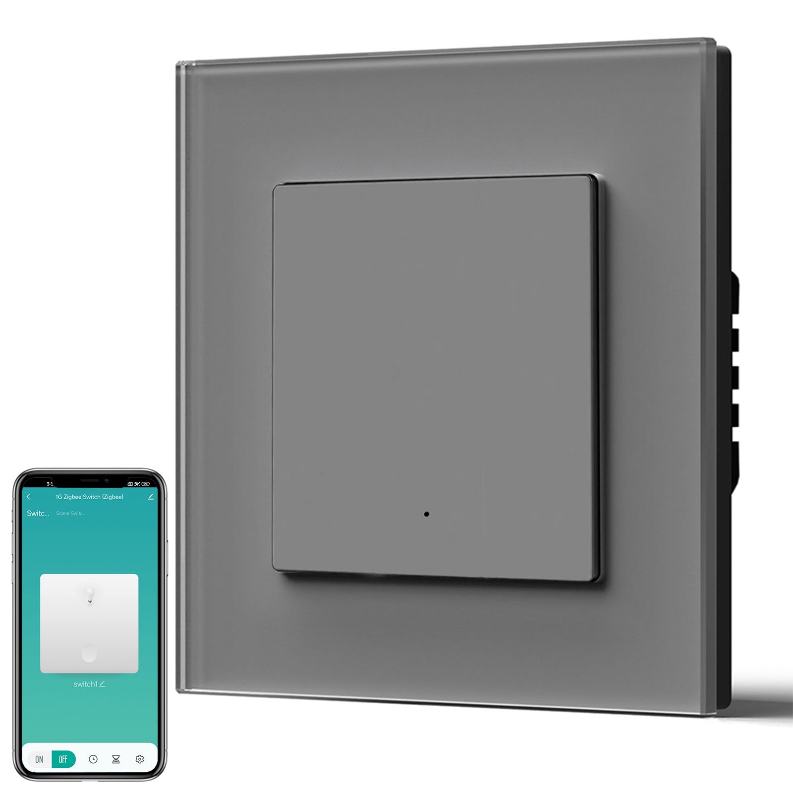 BSEED Smart Zigbee Light Switch (With Neutral) Hub required Switch work with tuya Alexa Light Switches Bseedswitch Grey Glass 1 Gang