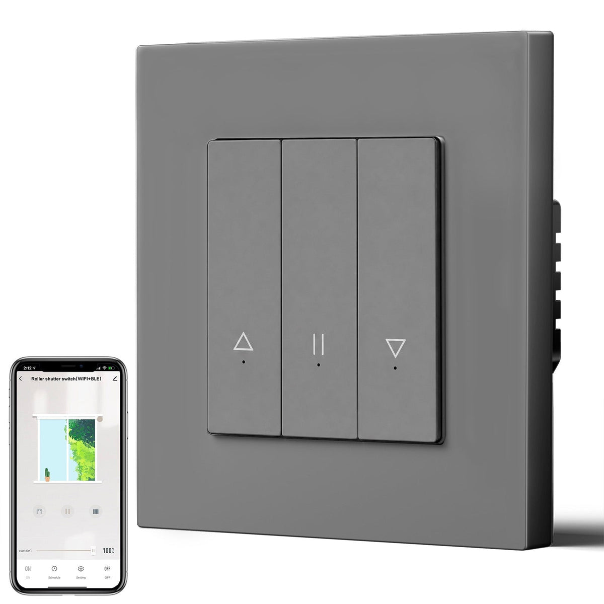 Bseed Echo Smart Wifi Roller Shutter Switch Work with Tuya Alex Google Assistant Blind Switch Home Automation Kits Bseedswitch Grey Plastic 