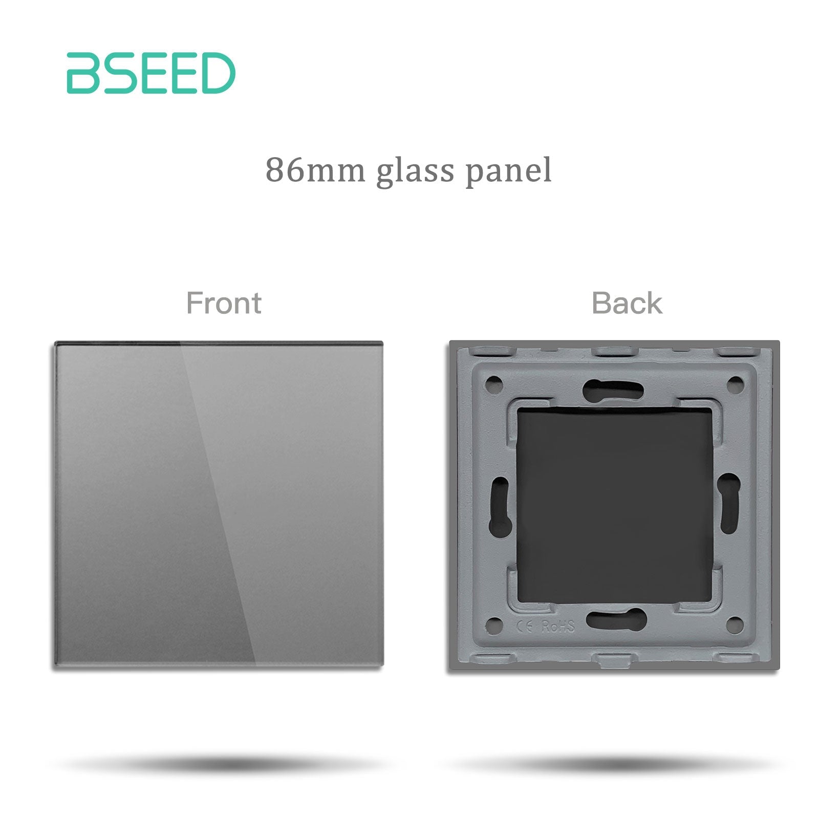 BSEED Crystal Glass Switch Panel Customizable Wall Switch Cover with Personalized Icon Options Bseedswitch Grey 86mm 