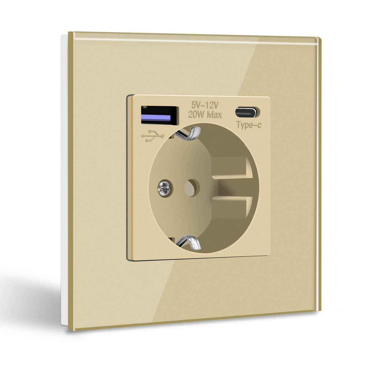 BSEED EU sockets with 20W PD Fast Charge Type-C Interface Outlet Wall Socket Power Outlets & Sockets Bseedswitch Gold Single 