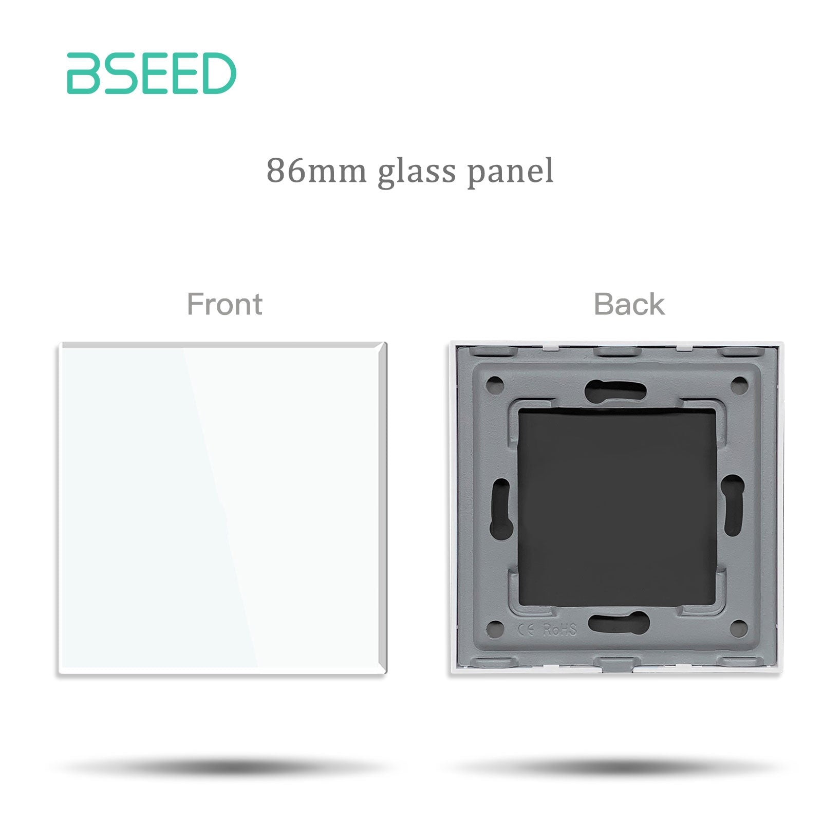 BSEED Crystal Glass Switch Panel Customizable Wall Switch Cover with Personalized Icon Options Bseedswitch White 86mm 