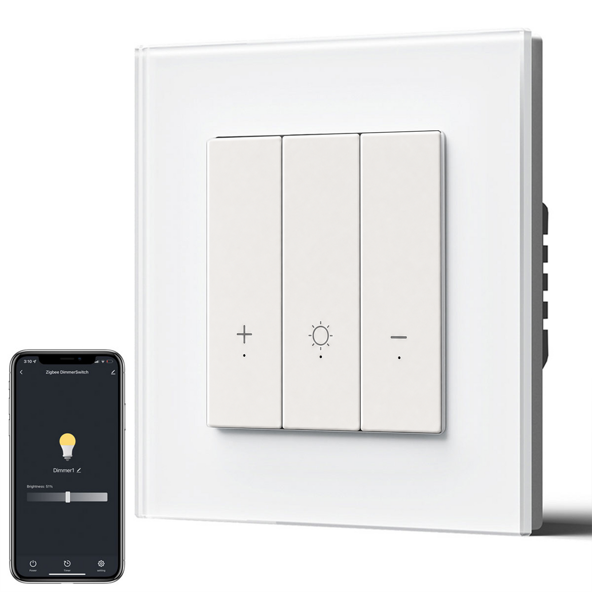 Bseed Echo Series Smart WiFi lichtdimmer 1 Gang, draadloos, werkt met Alexa en Google Assistent