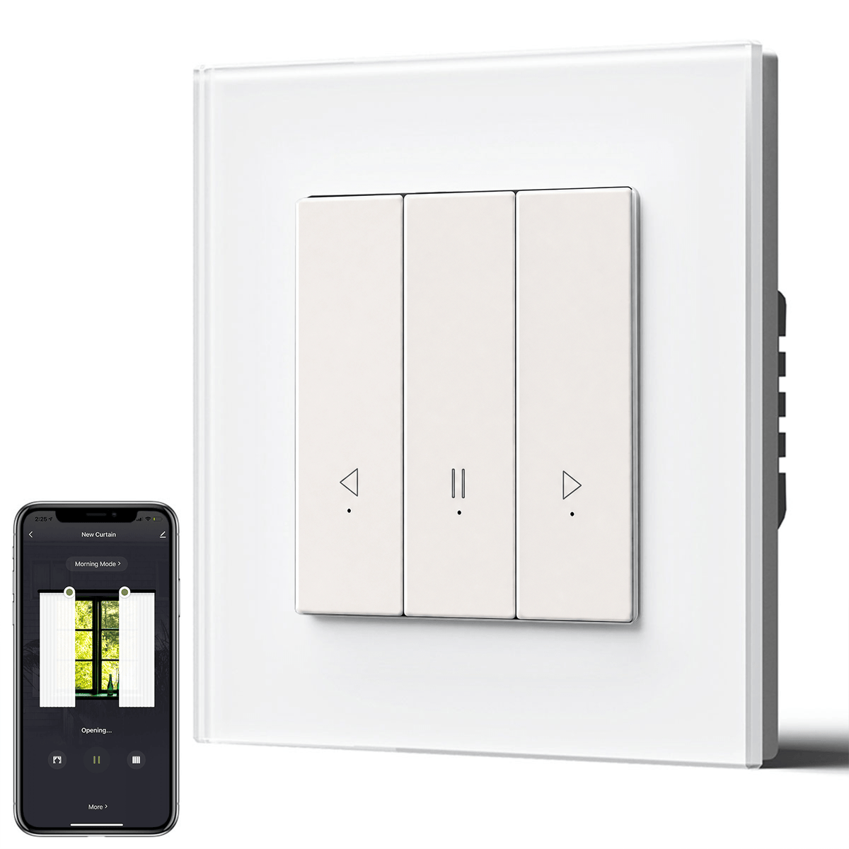 Bseed Echo Click Smart Wifi Curtain Switch Work with Tuya Alex Google Assistant Home Automation Kits Bseedswitch White 