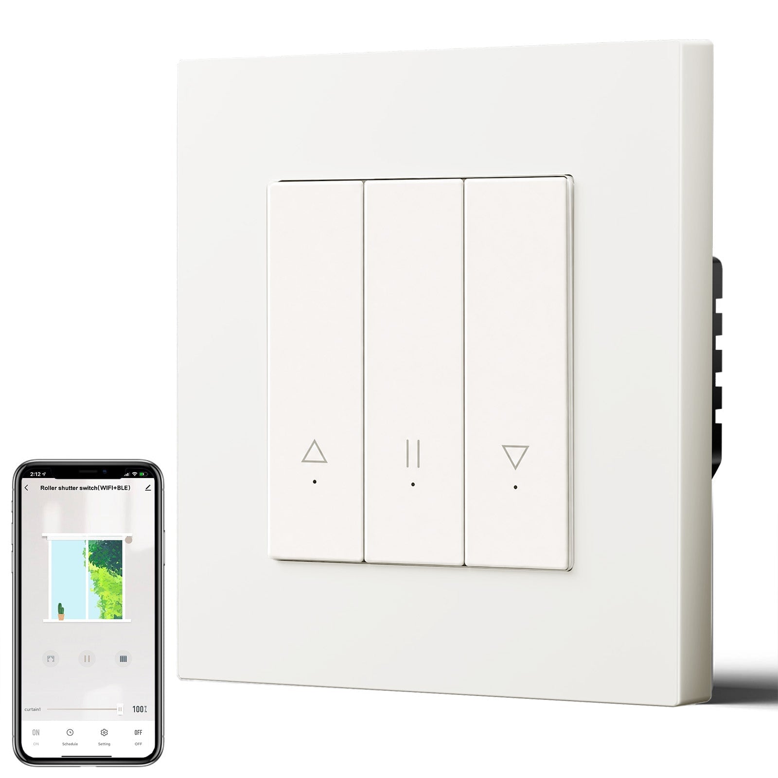 Bseed Echo Smart Wifi Roller Shutter Switch Work with Tuya Alex Google Assistant Blind Switch Home Automation Kits Bseedswitch White Plastic 