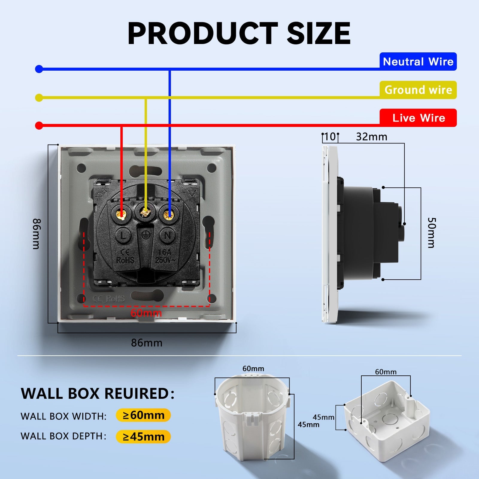 BSEED EU Wall Sockets Power Outlets Glass Panel 16A Power Outlets & Sockets Bseedswitch 