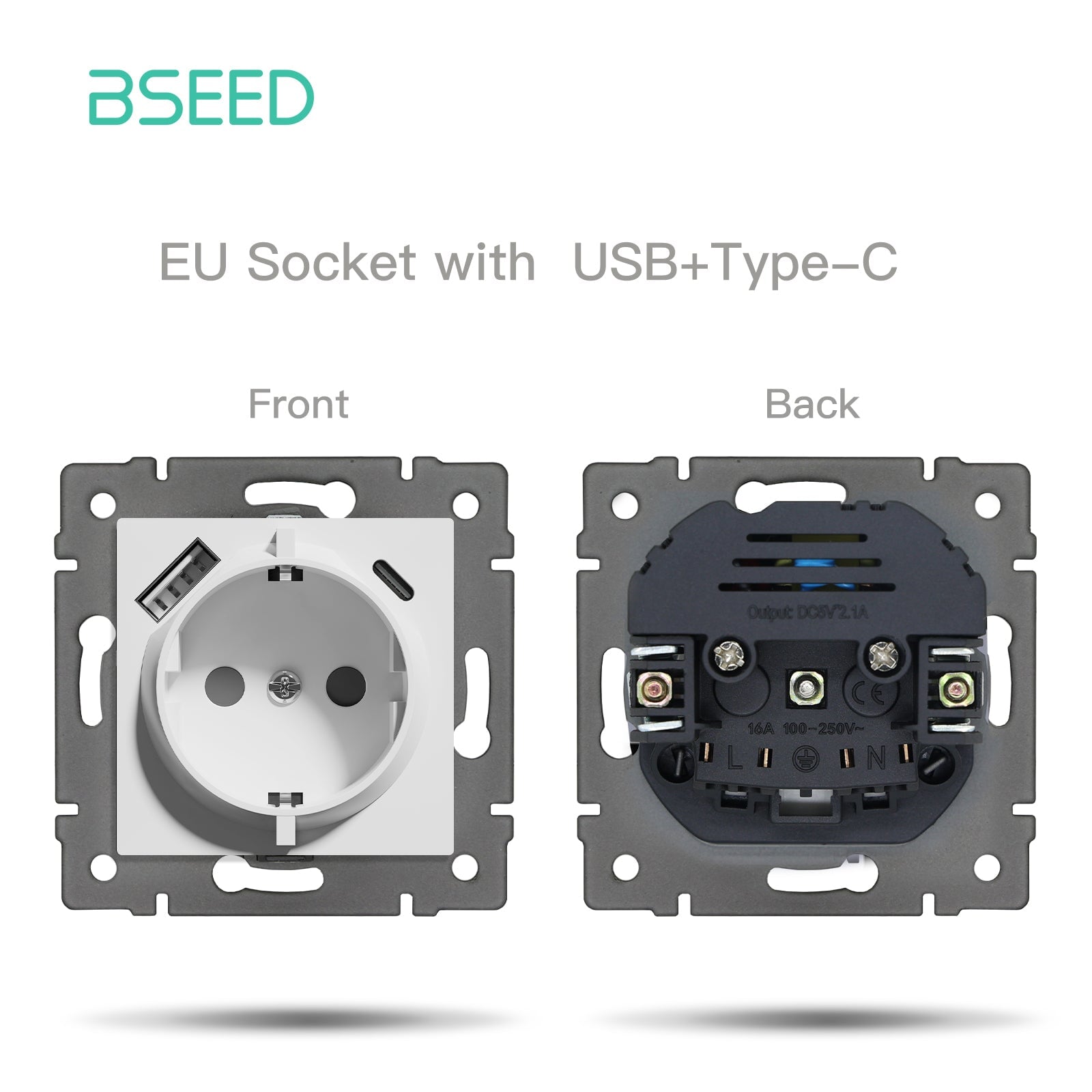 BSEED Product Customization Bseedswitch Classic Series eu socket with usb-c port insert 