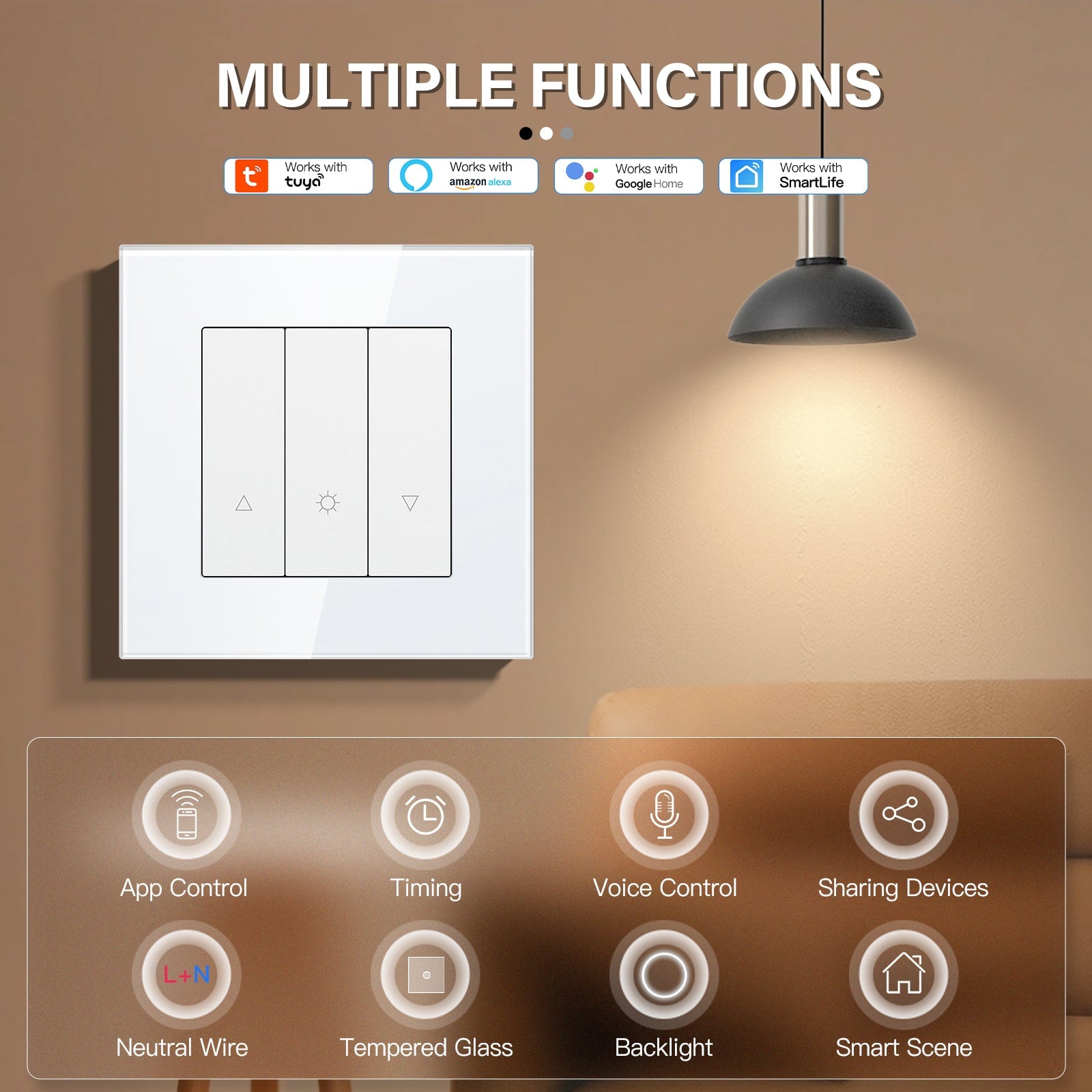 Bseed Echo Smart Zigbee Light Dimmer 1 Gang Wireless Wifi For Smart Home Supports dual control Wall Plates & Covers Bseedswitch 