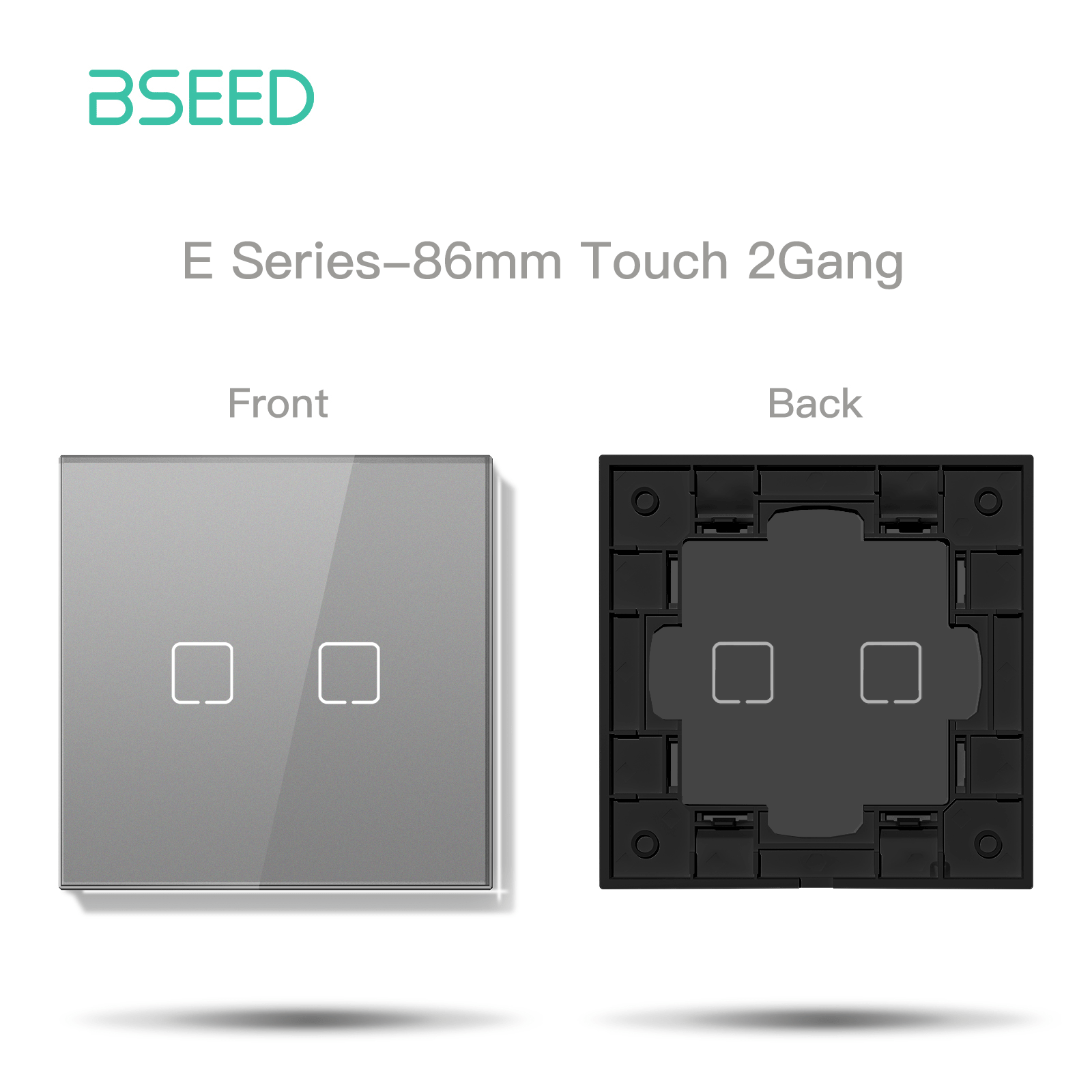 BSEED Echo Touch DIY Part Customized Free Combinations Glass Panels Light Switches Bseedswitch Grey 2 Gang Panel 