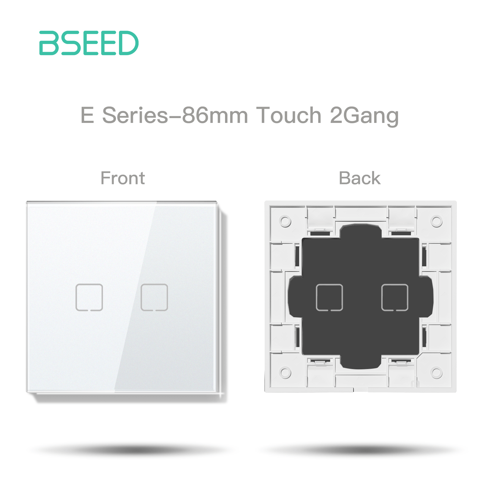 BSEED Echo Touch DIY Part Customized Free Combinations Glass Panels Light Switches Bseedswitch White 2 Gang Panel 