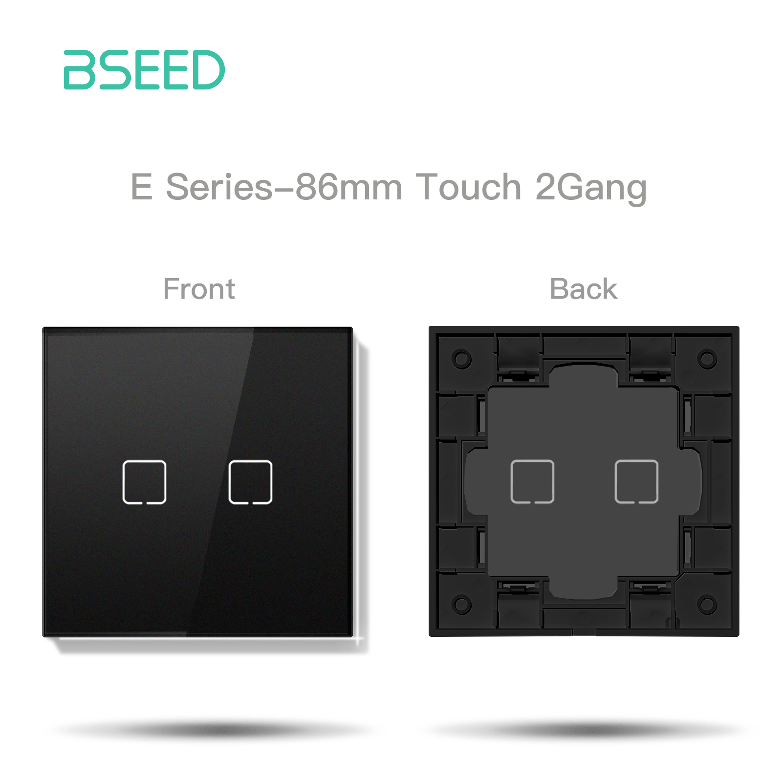 BSEED Echo Touch DIY Part Customized Free Combinations Glass Panels Light Switches Bseedswitch Black 2 Gang Panel 