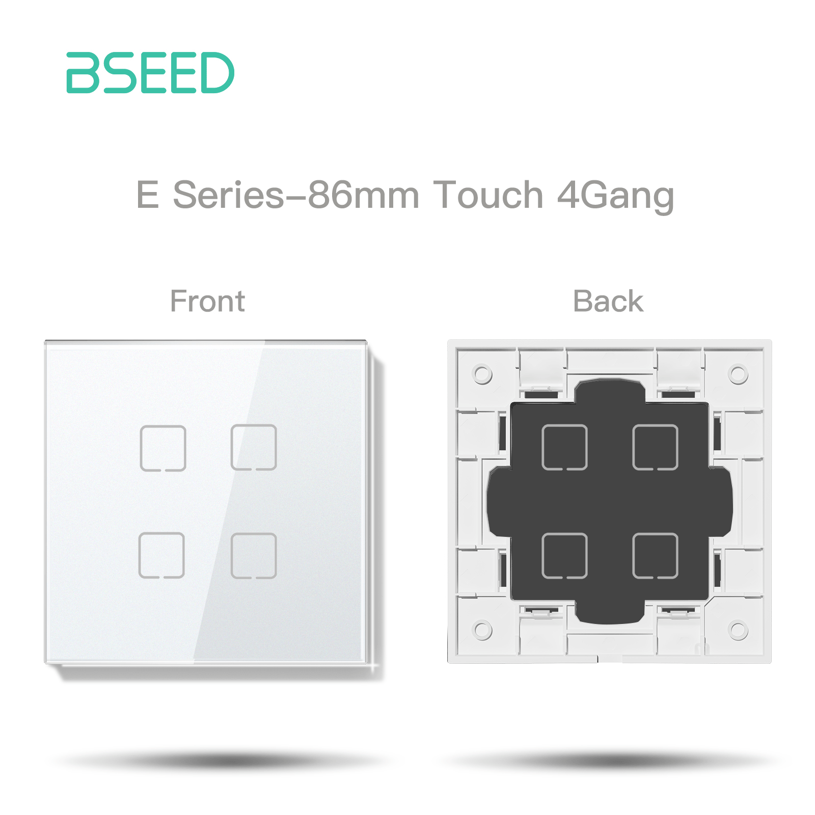 BSEED Echo Touch DIY Part Customized Free Combinations Glass Panels Light Switches Bseedswitch White 4 Gang Panel 