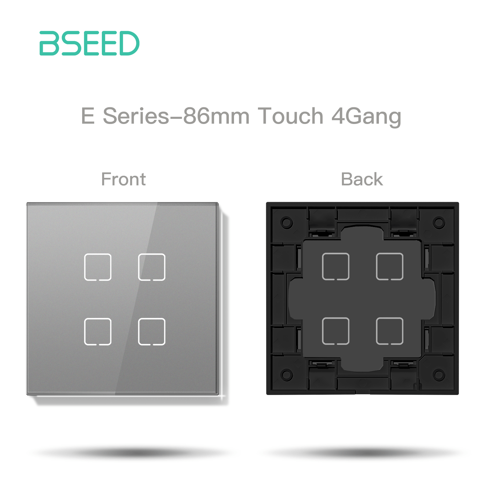 BSEED Echo Touch DIY Part Customized Free Combinations Glass Panels Light Switches Bseedswitch Grey 4 Gang Panel 