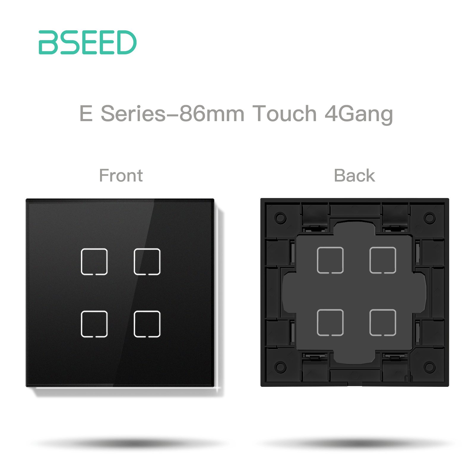 BSEED Echo Touch DIY Part Customized Free Combinations Glass Panels Light Switches Bseedswitch Black 4 Gang Panel 