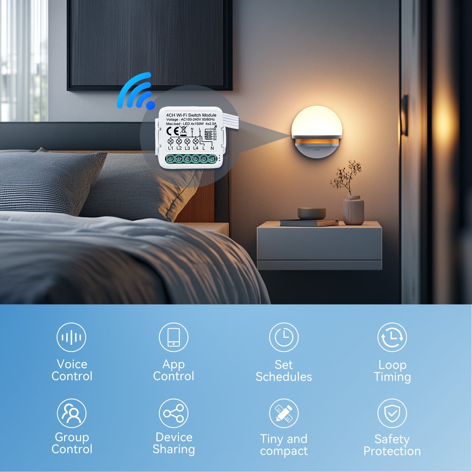 BSEED Smart wifi switch module wall 2Ch WiFi light switch module Light Switches Bseedswitch 