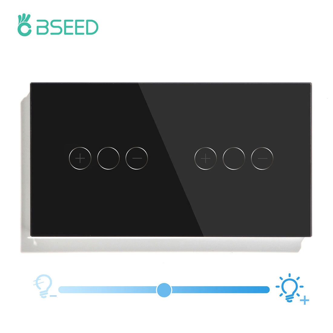 Bseed Double Touch dimmer Switch 1/2/3 Way Dimmer Switch Glass Panel 157mm Light Switches Bseedswitch Black 1gang 1way +1gang 1way 