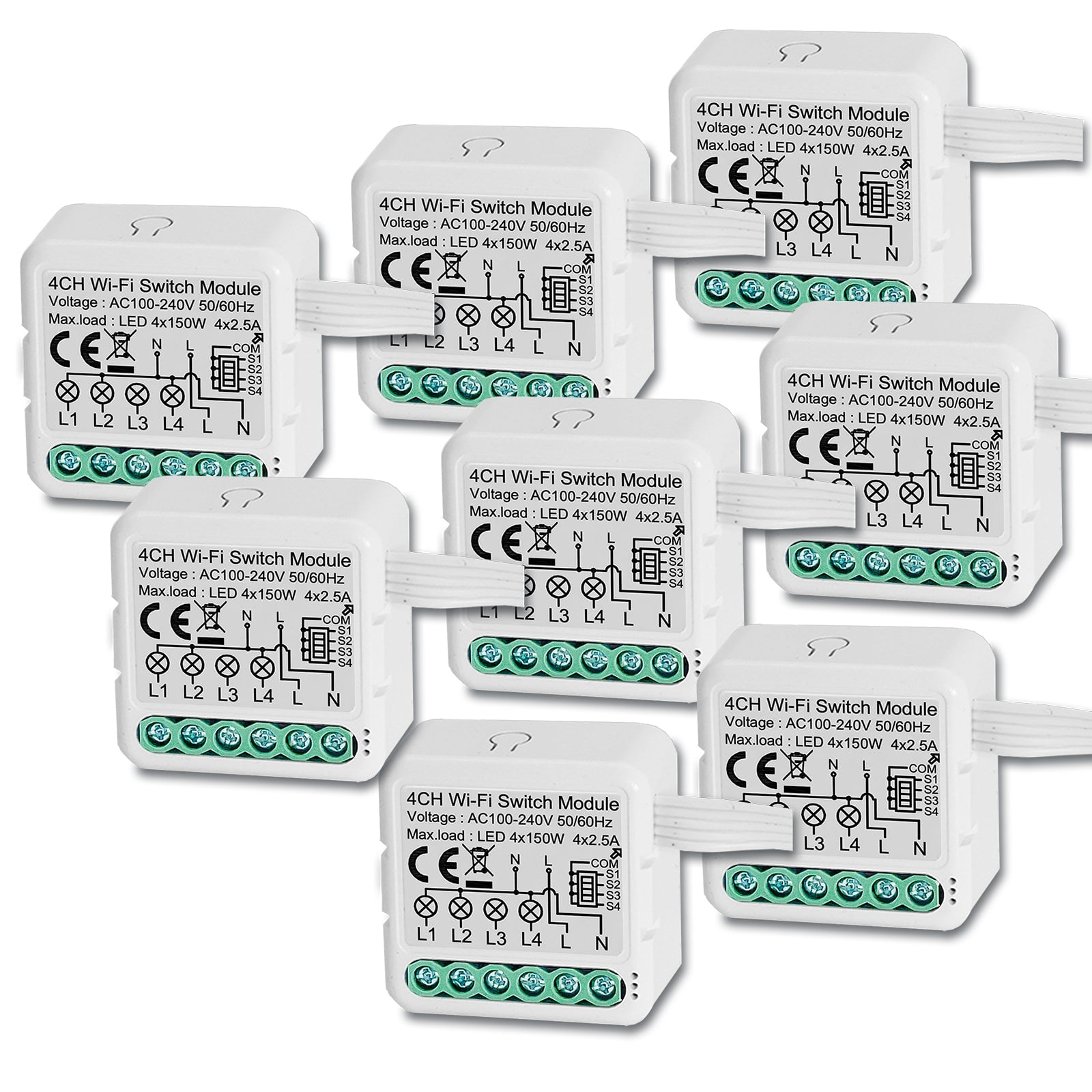 BSEED Smart wifi switch module wall 2Ch WiFi light switch module Light Switches Bseedswitch 4 Gang 8 PCS/Pack 