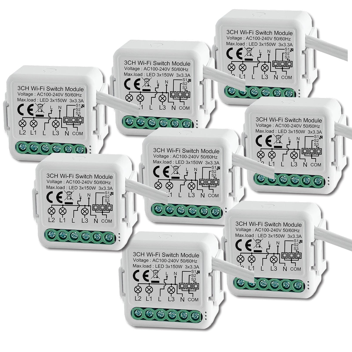 BSEED Smart wifi switch module wall 2Ch WiFi light switch module Light Switches Bseedswitch 3 Gang 8 PCS/Pack 