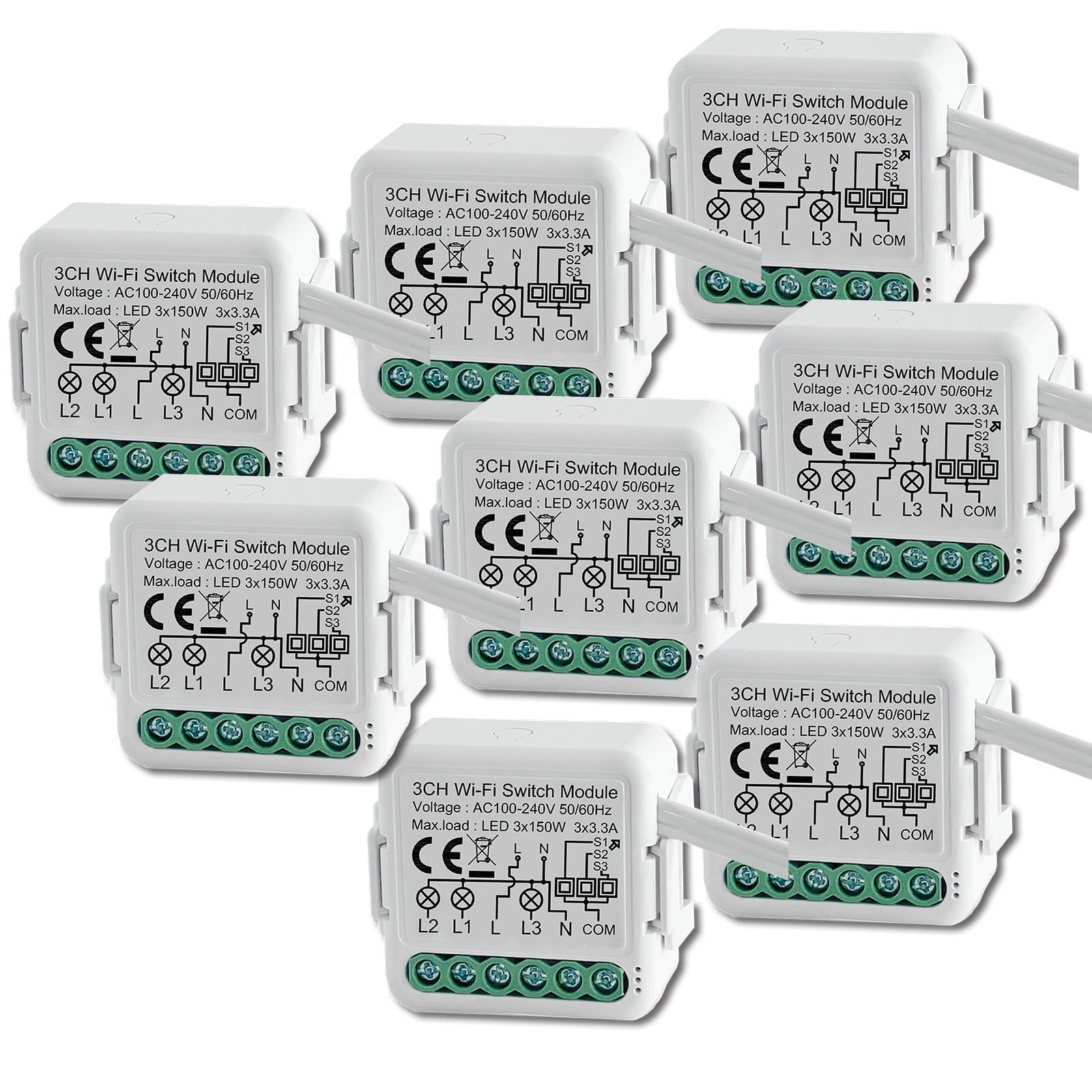 BSEED Smart wifi switch module wall 2Ch WiFi light switch module Light Switches Bseedswitch 3 Gang 8 PCS/Pack 