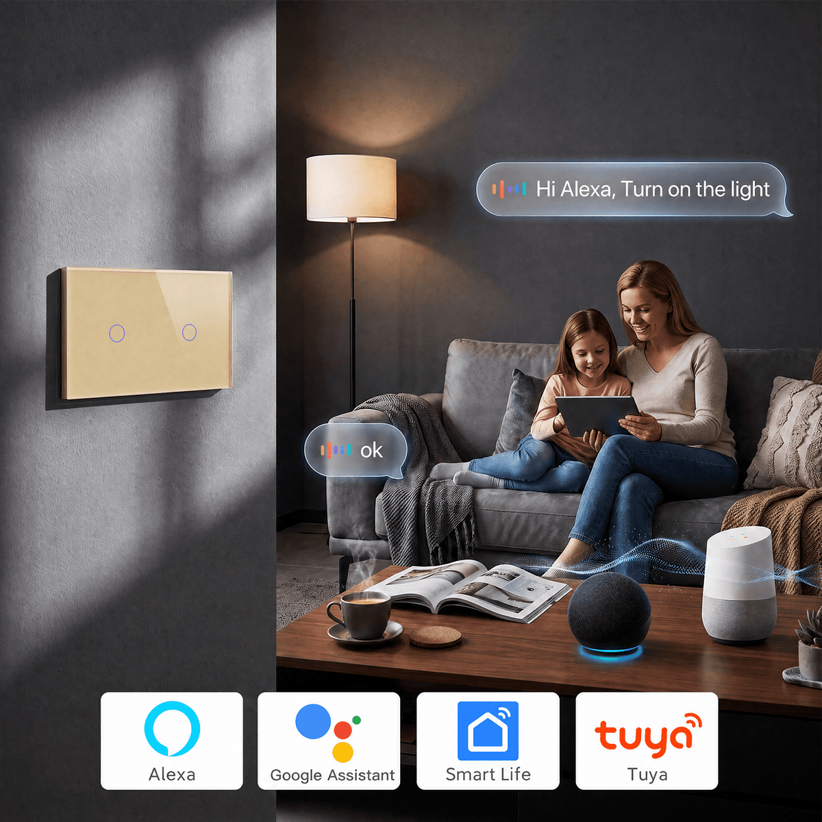 Bseed Smart Matter Wifi Light Switch Double Light Module Electrical Wall Light switches Light Switches Bseedswitch 