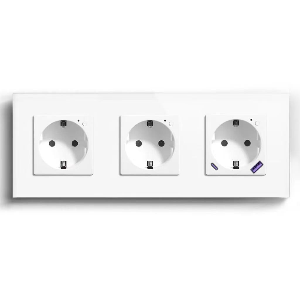 BSEED Product Customization Bseedswitch double wifi eu socket with wifi eu socket with energy monitoring and fast charge USB-C port 