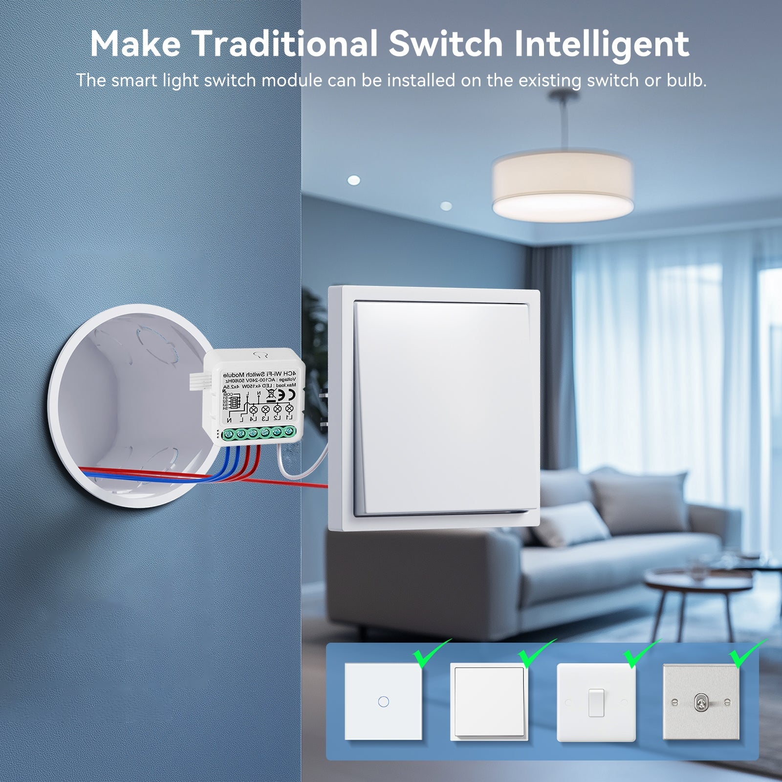 BSEED Smart wifi switch module wall 2Ch WiFi light switch module Light Switches Bseedswitch 