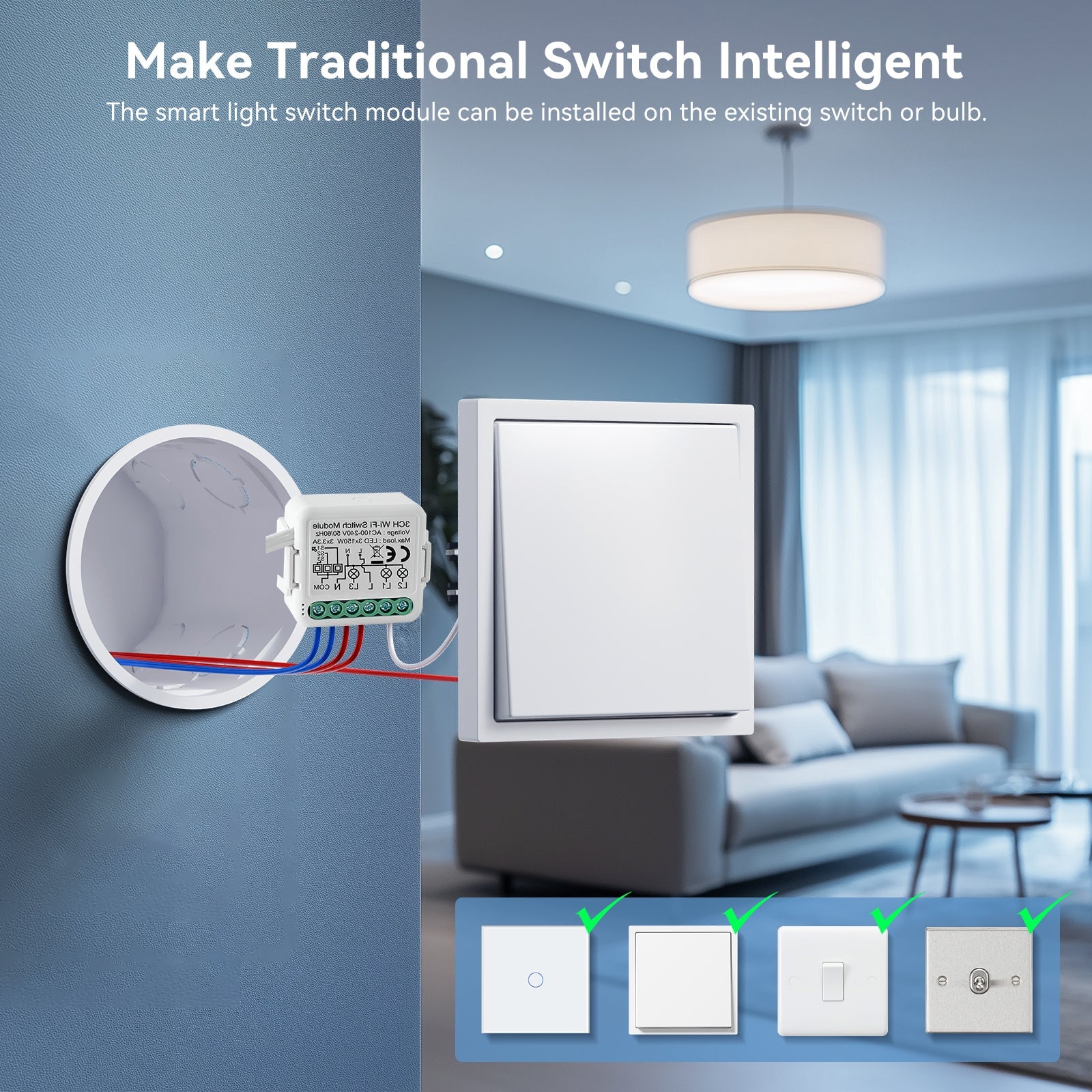 BSEED Smart wifi switch module wall 2Ch WiFi light switch module Light Switches Bseedswitch 