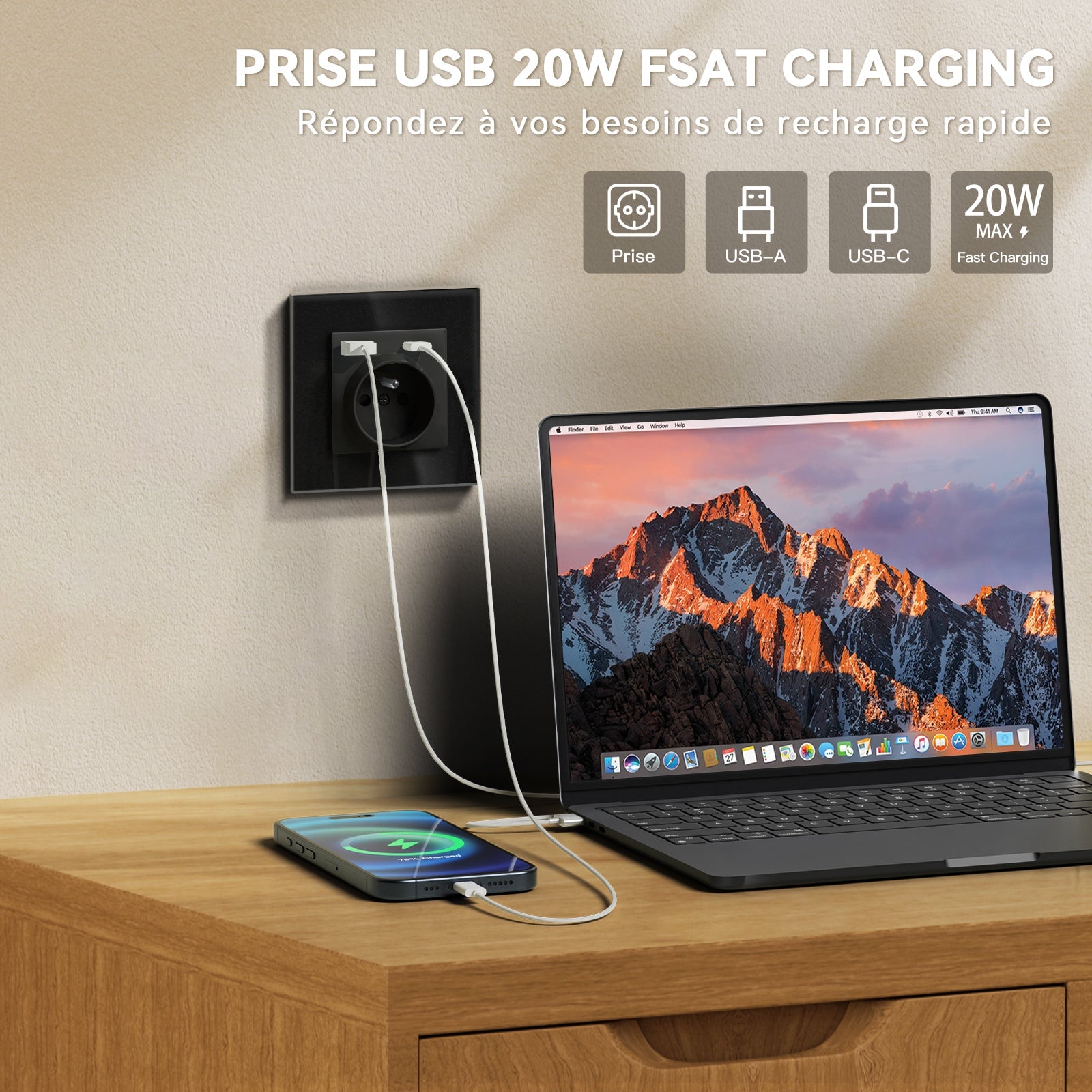 BSEED Heritage Series French Wall Socket with 20W USB-C with Claws Power Outlets & Sockets Bseedswitch 
