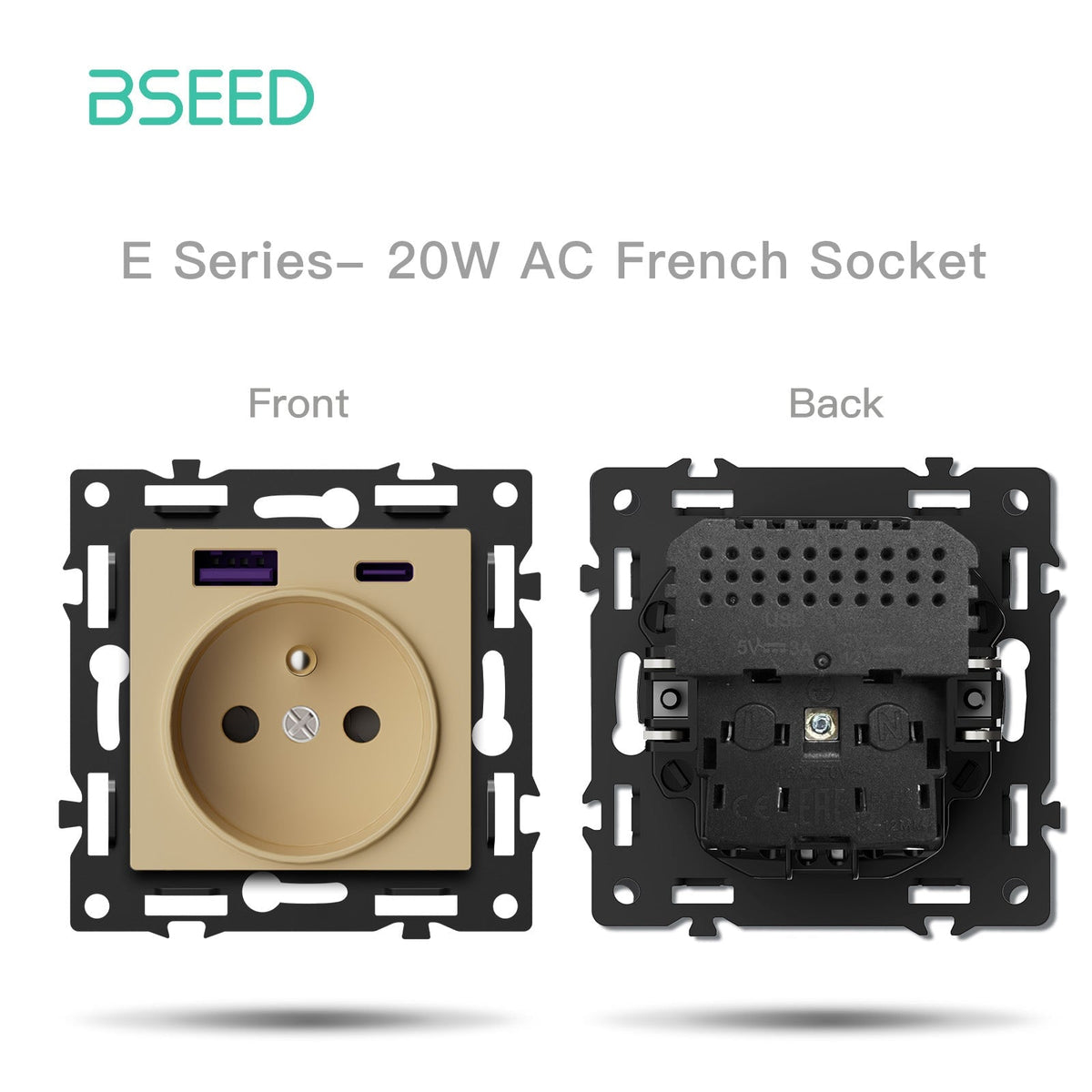 BSEED DIY Part Customized Free Combinations Mechanical Light Switch Wall Socket Insert Gold Color Crystal Glass Panel Light Switches Bseedswitch FR Socket with 20W AC 